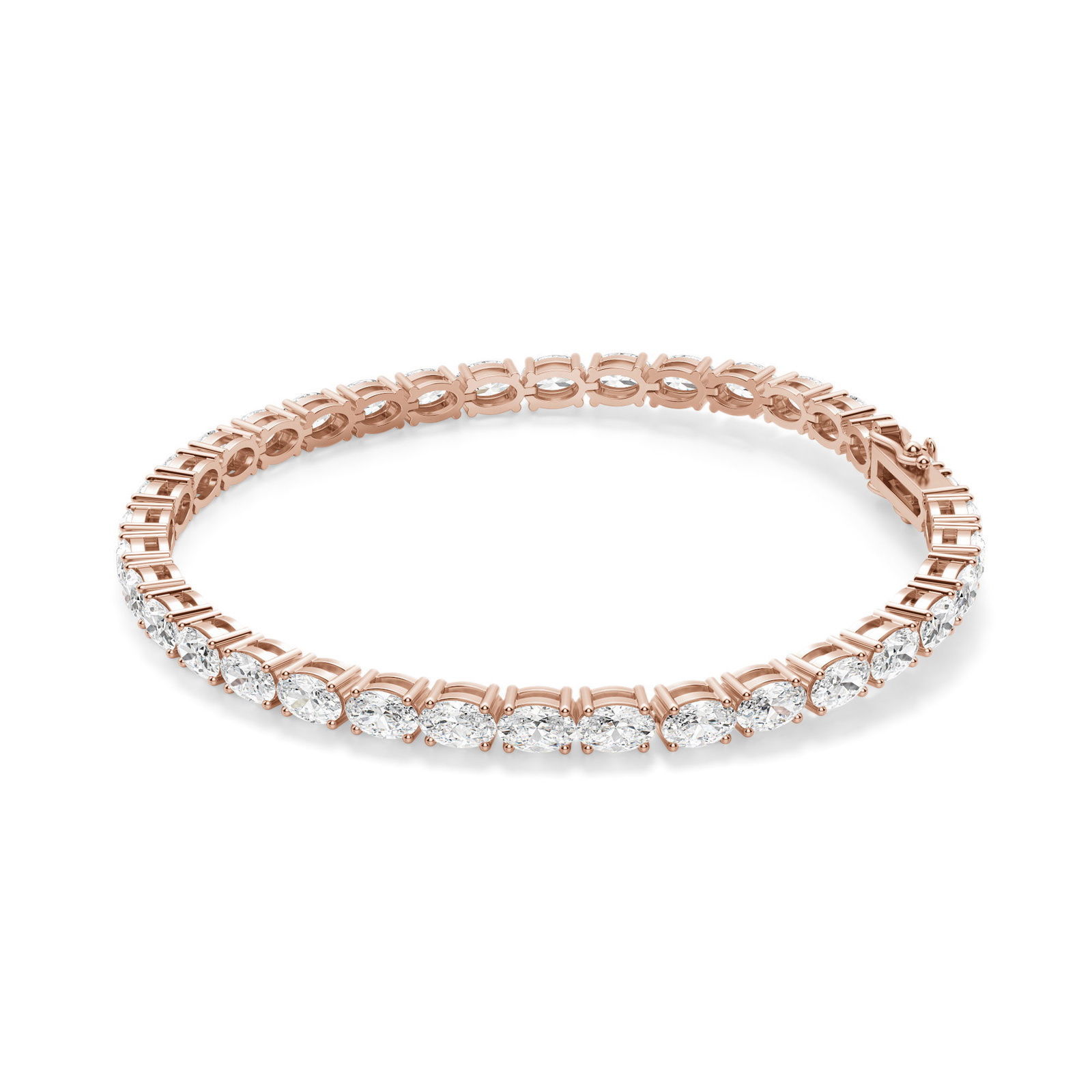 Pulsera de Tenis Corte Oval 4 Prong Diamante de Laboratorio 10.00 ct. tot. Oro Rosa 585 (14K) (Rose)