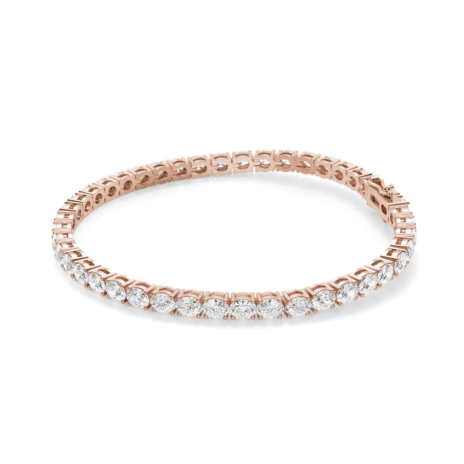 Pulsera de Tenis Corte Oval 4 Prong Diamante de Laboratorio 8.00 ct. tot. Oro Rosa 585 (14K) (Rose)