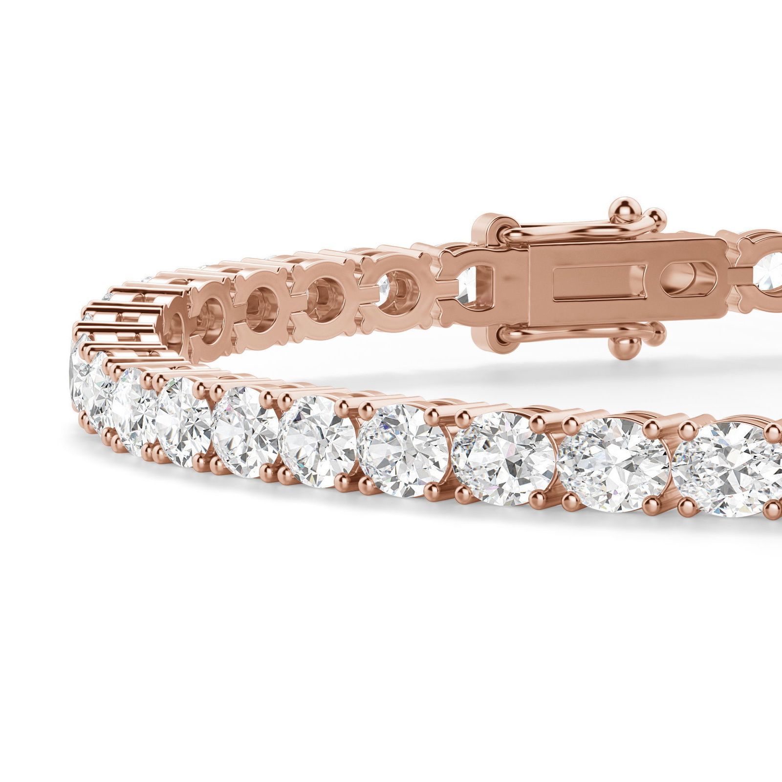 Pulsera de Tenis Corte Oval 4 Prong Diamante de Laboratorio 8.00 ct. tot. Oro Rosa 585 (14K) (Rose) — Foto 2 de 2