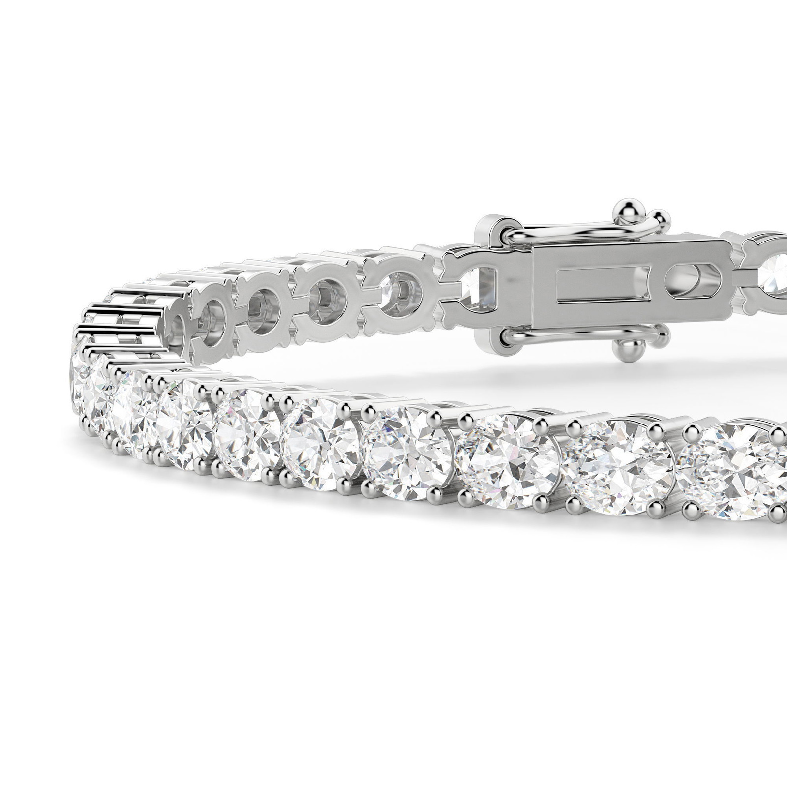 Pulsera de Tenis Corte Oval 4 Prong Diamante de Laboratorio 8.00 ct. tot. Oro Blanco 585 (14K) (White) — Foto 2 de 2
