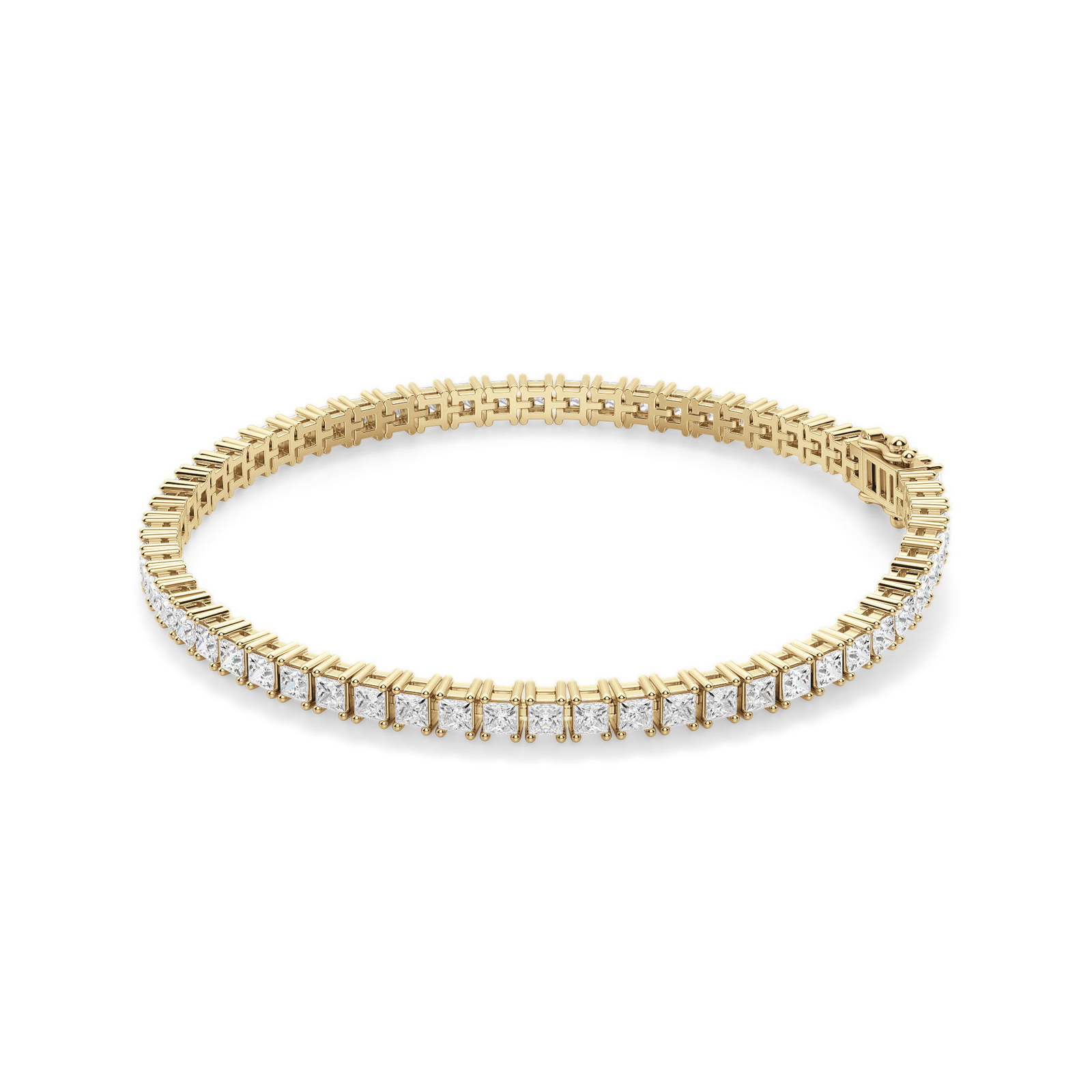 Pulsera de Tenis Corte Princesa 4 Prong Diamante de Laboratorio 6.00 ct. tot. Oro Amarillo 585 (14K) (Yellow)