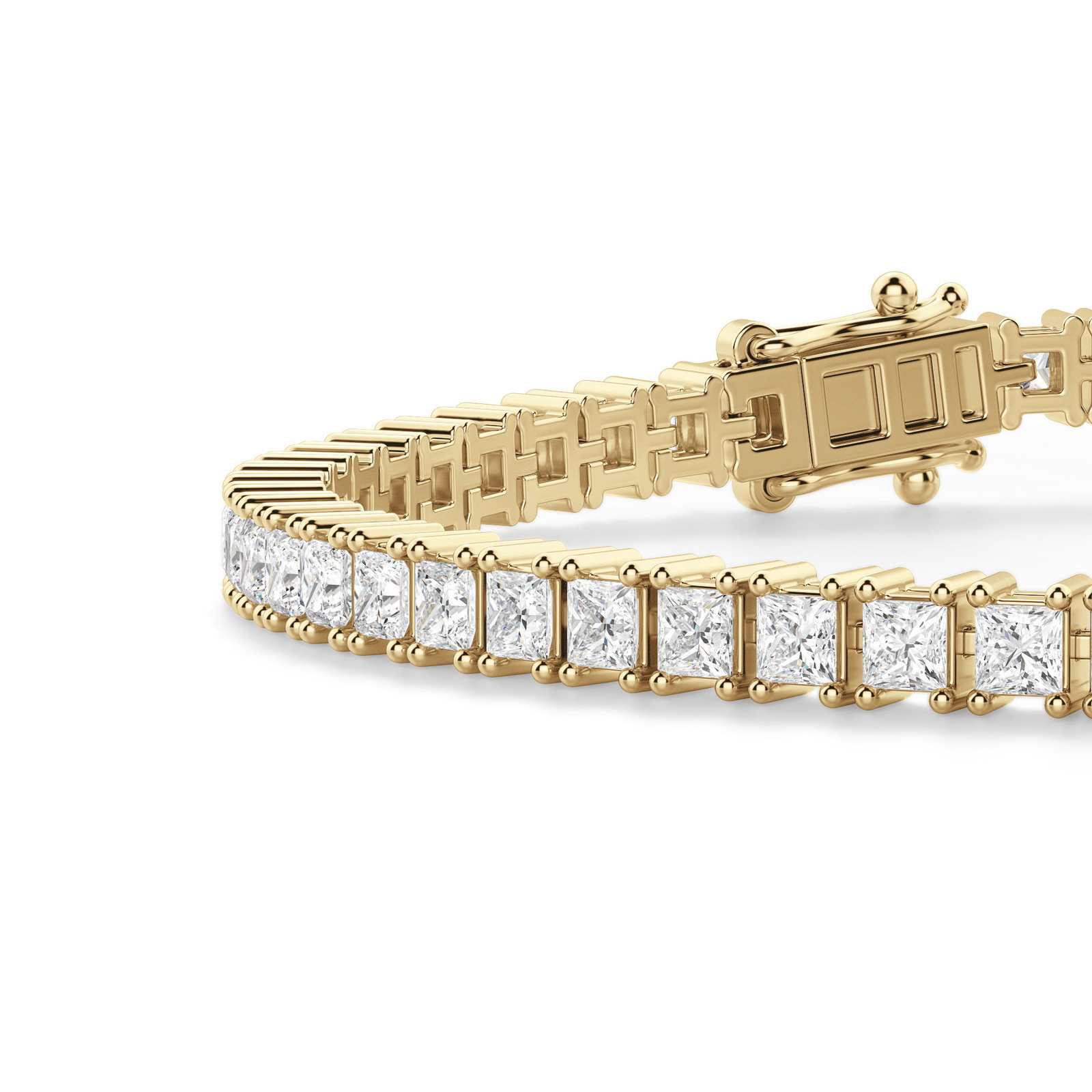 Pulsera de Tenis Corte Princesa 4 Prong Diamante de Laboratorio 6.00 ct. tot. Oro Amarillo 585 (14K) (Yellow) — Foto 2 de 2