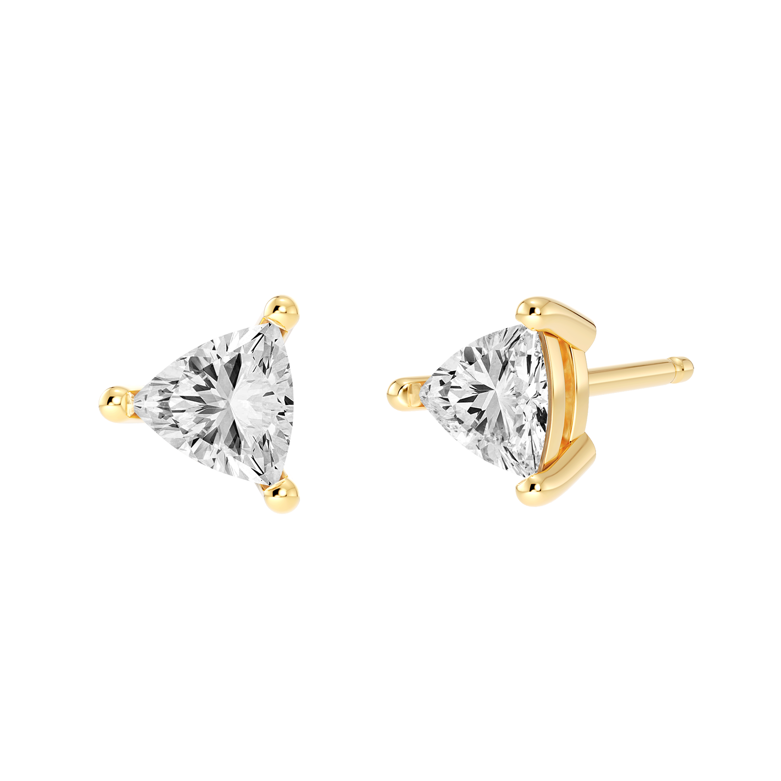 Pendientes de Botón Clásicos con Diamantes Naturales Trillón 0.50 Quilates Plata Amarilla