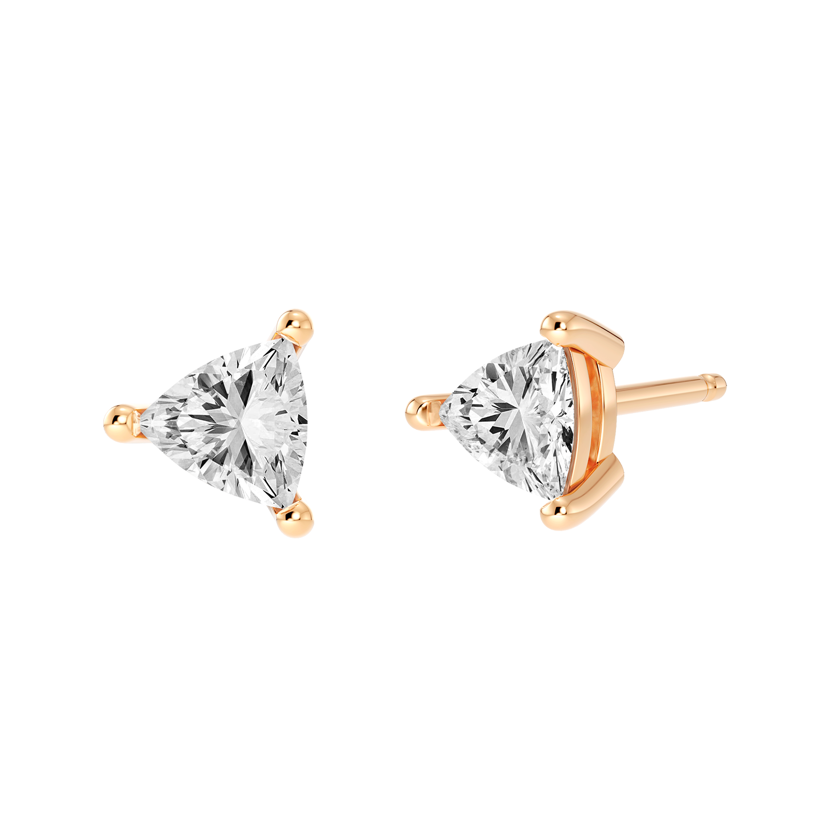 Pendientes de Botón Clásicos con Diamantes Naturales Trillón 0.50 Quilates Plata Rosa