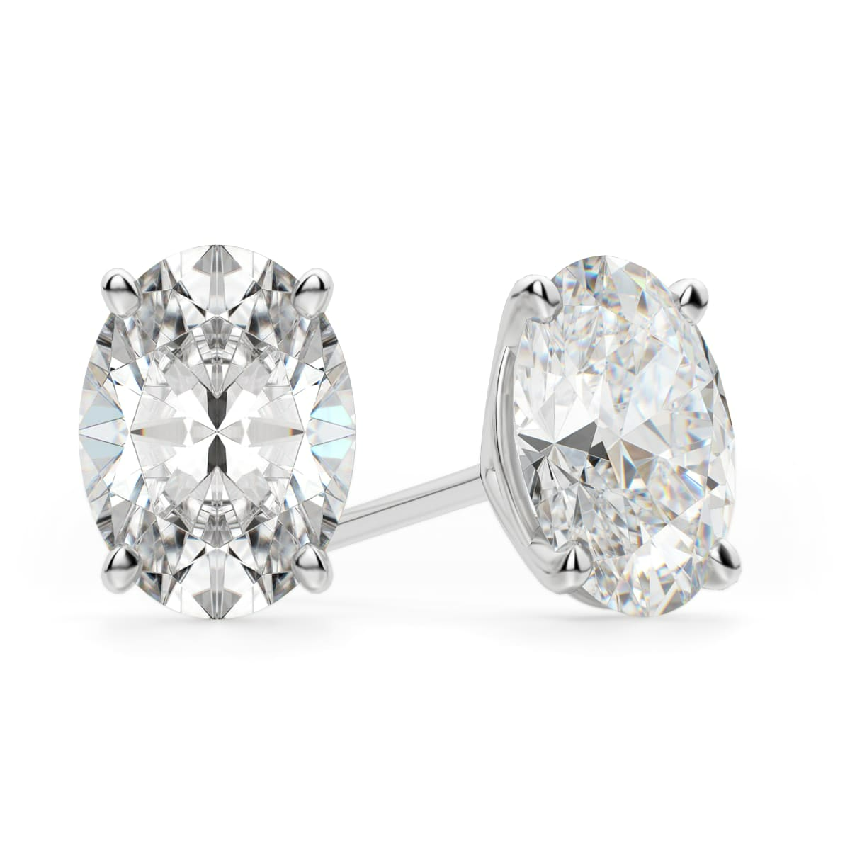 Pendientes de Botón Ovalados 3.00 Quilates Tension Back Martini Set Diamante de Laboratorio Oro Blanco 585 (14K)