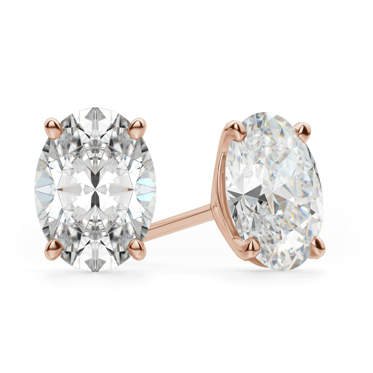 Pendientes de Botón Ovalados 0.30 Quilates Tension Back Martini Set Diamante de Laboratorio Oro Rosa 585 (14K)