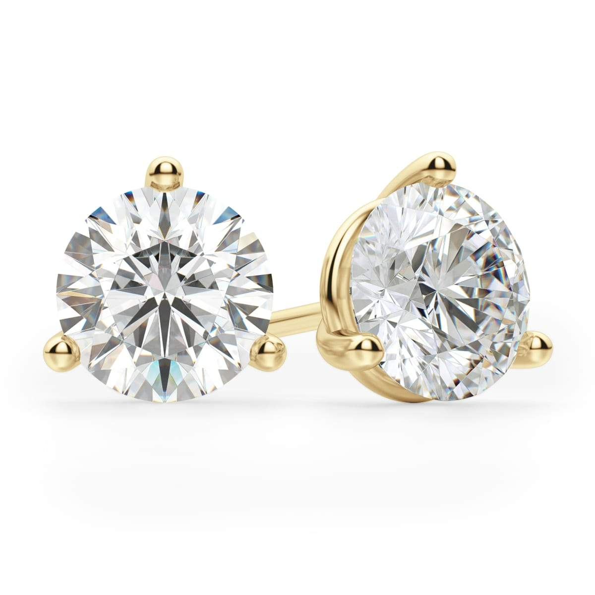 Pendientes de Botón Redondos 0.74 Quilates Tension Back Martini Set Diamante de Laboratorio Oro Amarillo 585 (14K)