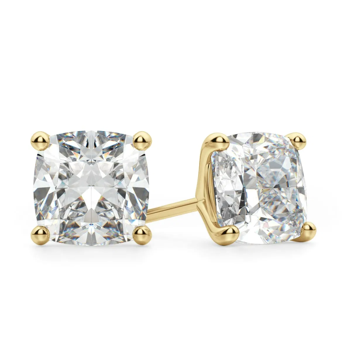 Pendientes de Botón Cojín 3.50 Quilates Tension Back Martini Set Diamante de Laboratorio Oro Amarillo 585 (14K) (Yellow)