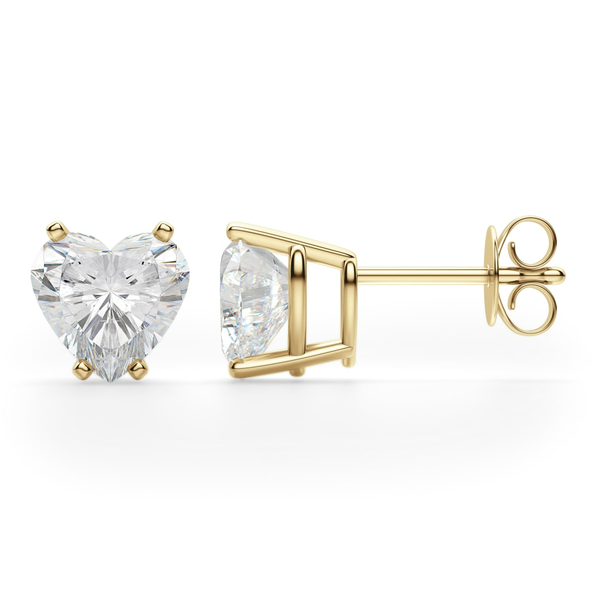 Pendientes de Botón Corazónes 2.50 Quilates Tension Back Basket Set Diamante de Laboratorio Oro Amarillo 585 (14K) (Yellow) — Foto 2 de 2