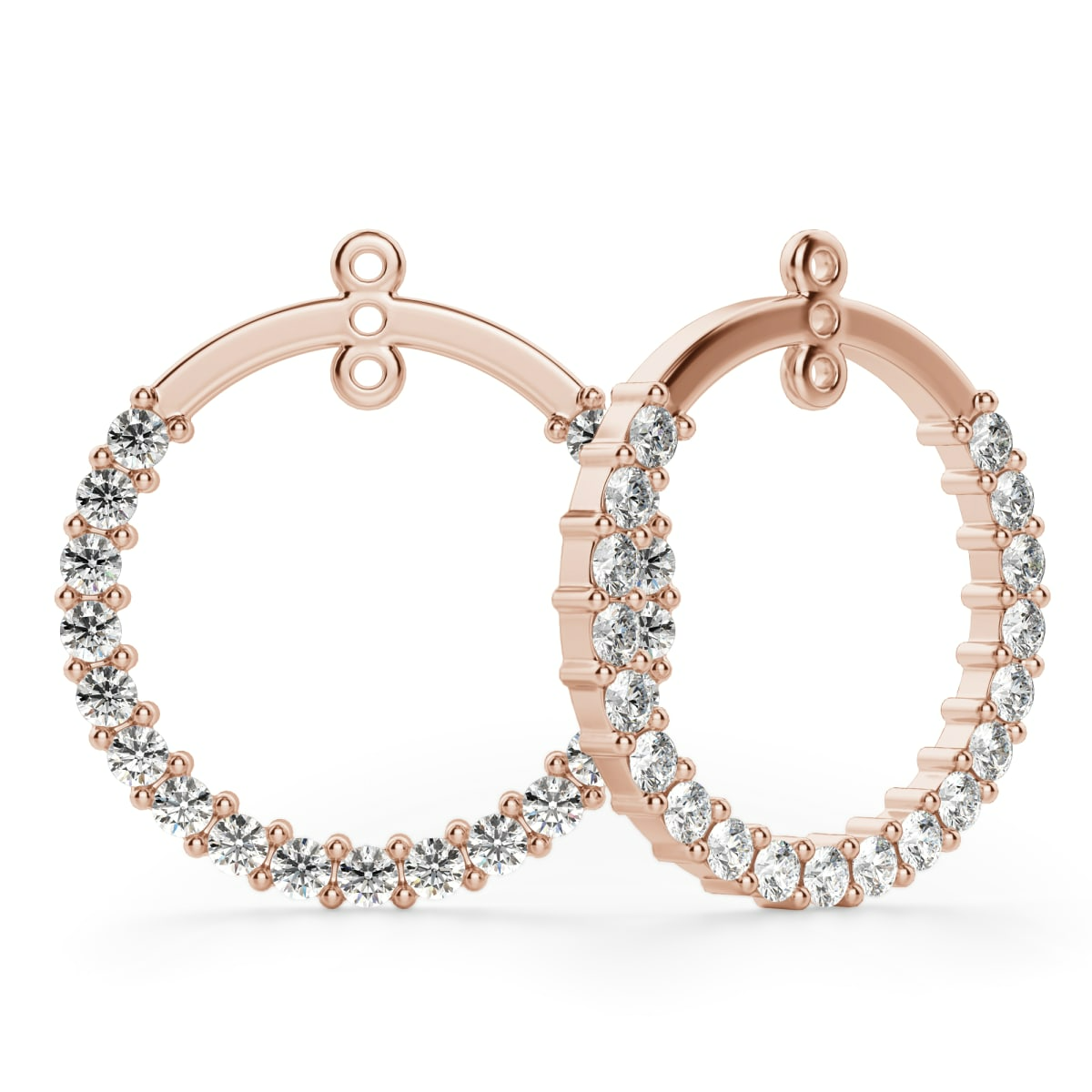 Accesorio de Pendiente Redondo Adornado 585 (14K) Oro Rosa Diamante de Laboratorio (Rose)