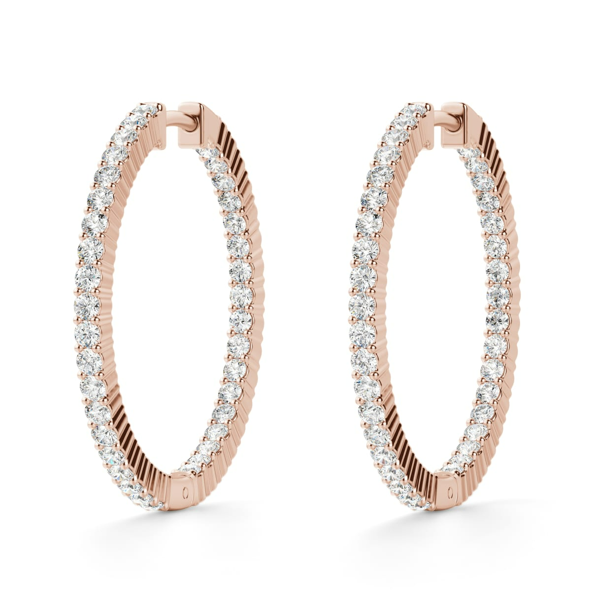 Pendientes de aro con puntas Inside Out con diamante cultivado en laboratorio de 5.00 ct (Rose)