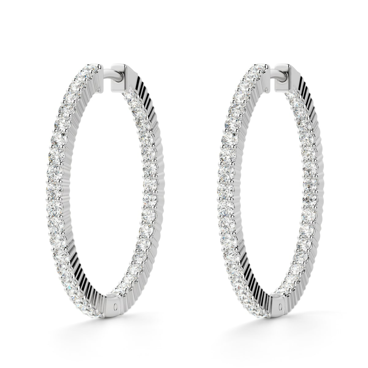 Pendientes de aro Inside Out Prong 2.00 ct Diamante cultivado en laboratorio (White)