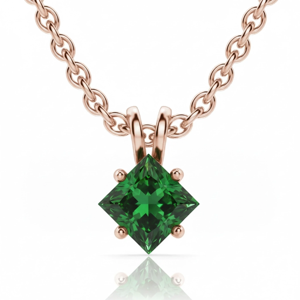 Colgante con Turmalina Princesa 0.25 ct Kite Set Plata Chapada Oro Rosa