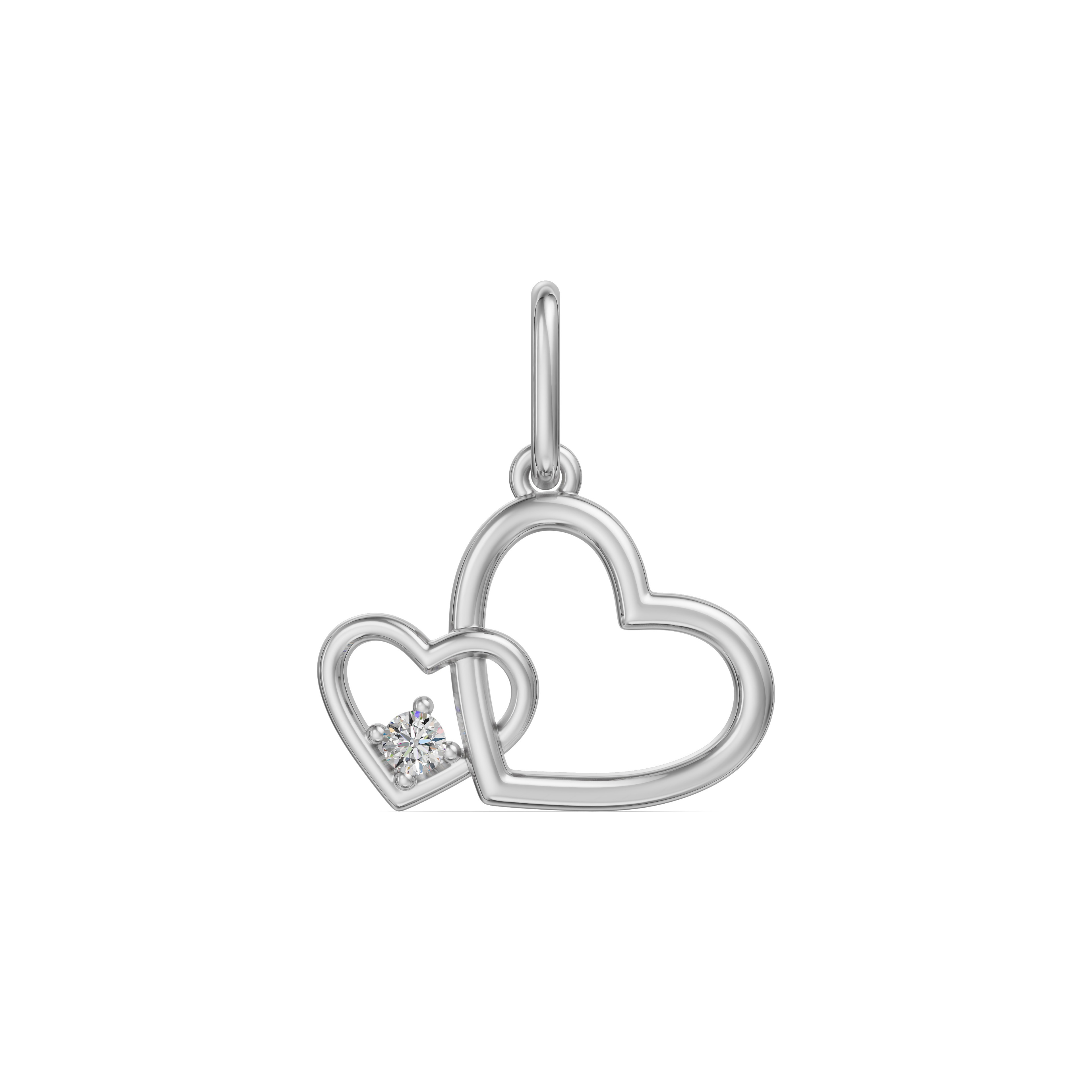Charm Doble Corazón Diamante de Laboratorio Oro Blanco 417