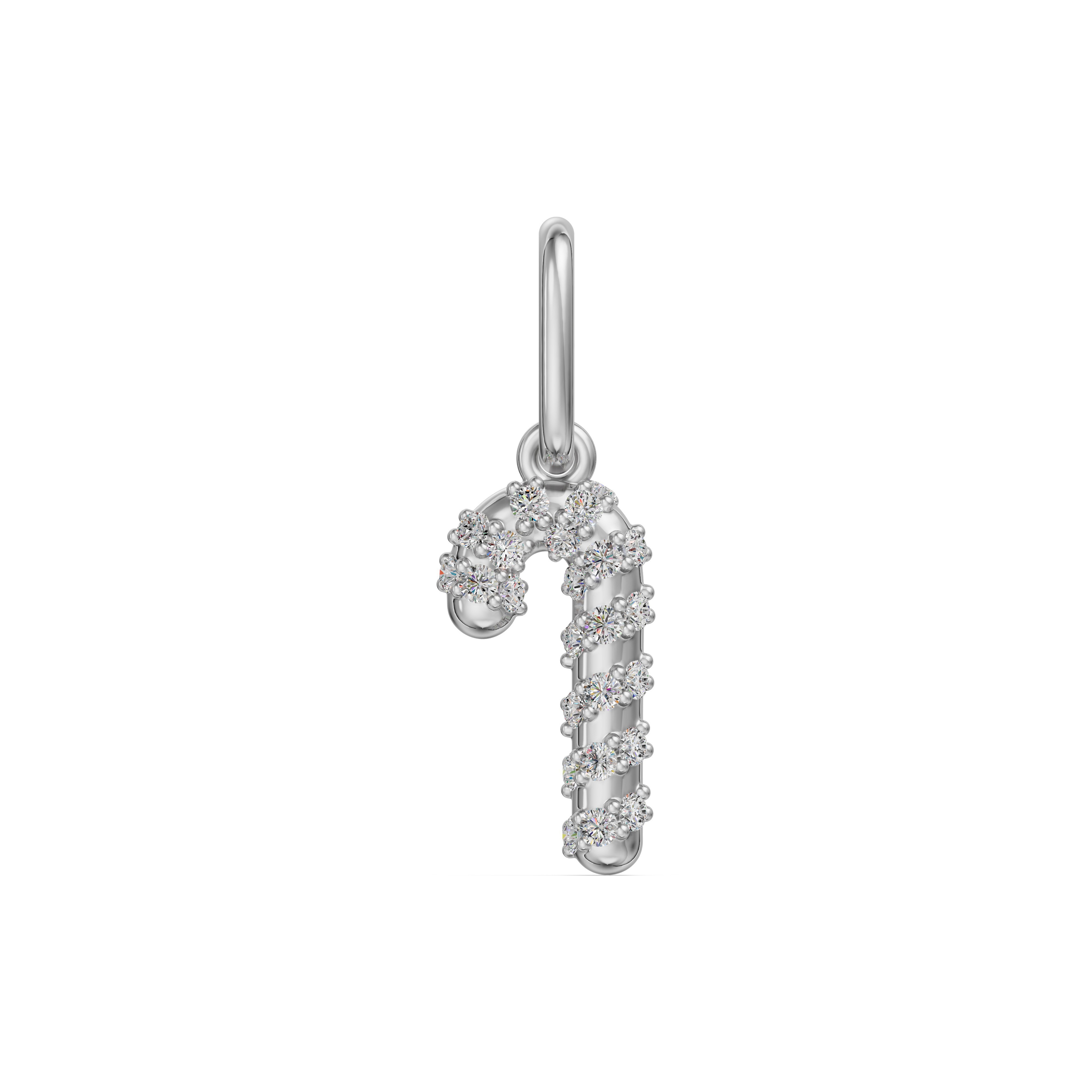 Charm Bastón de Caramelo Diamante de Laboratorio Oro Blanco 417