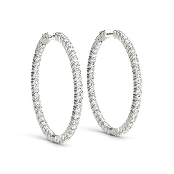 Pendientes Aros Redondos Inside-Out 23 mm Shared Prong 1.00 ct. tot. Diamante de Laboratorio Oro Blanco 585 (14K)