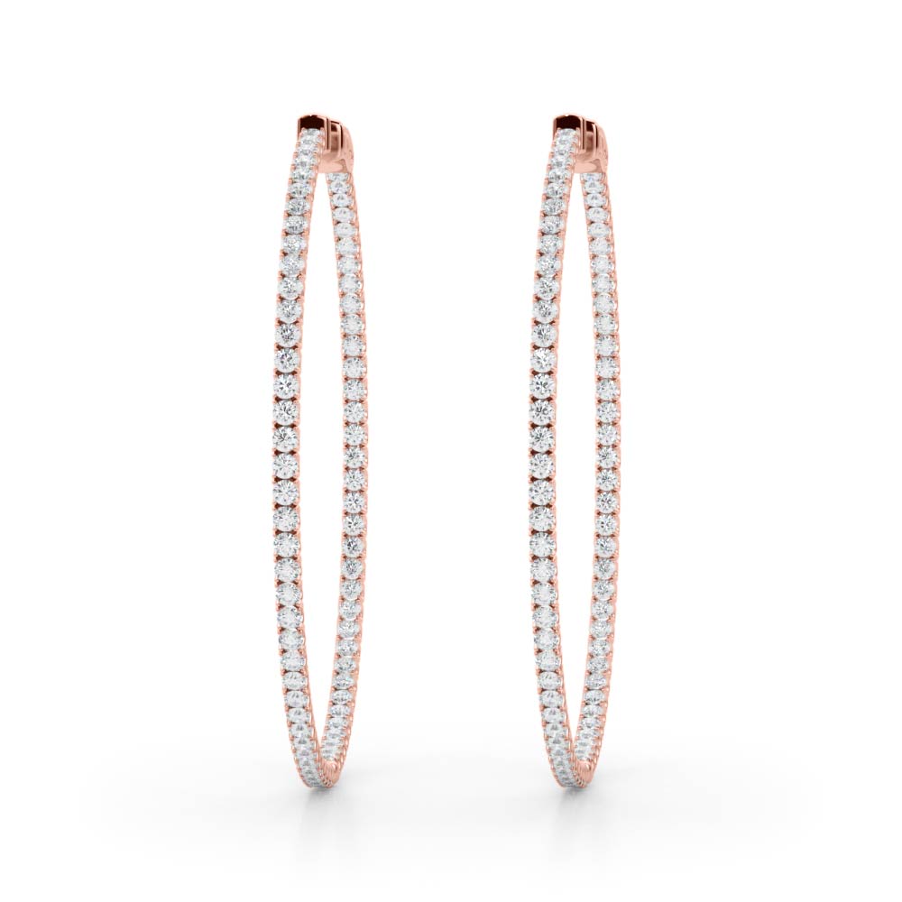 Pendientes Aros Redondos Inside-Outside U-Prong 50 mm 1.56 ct. tot. Diamante de Laboratorio Oro Rosa 585 (14K)