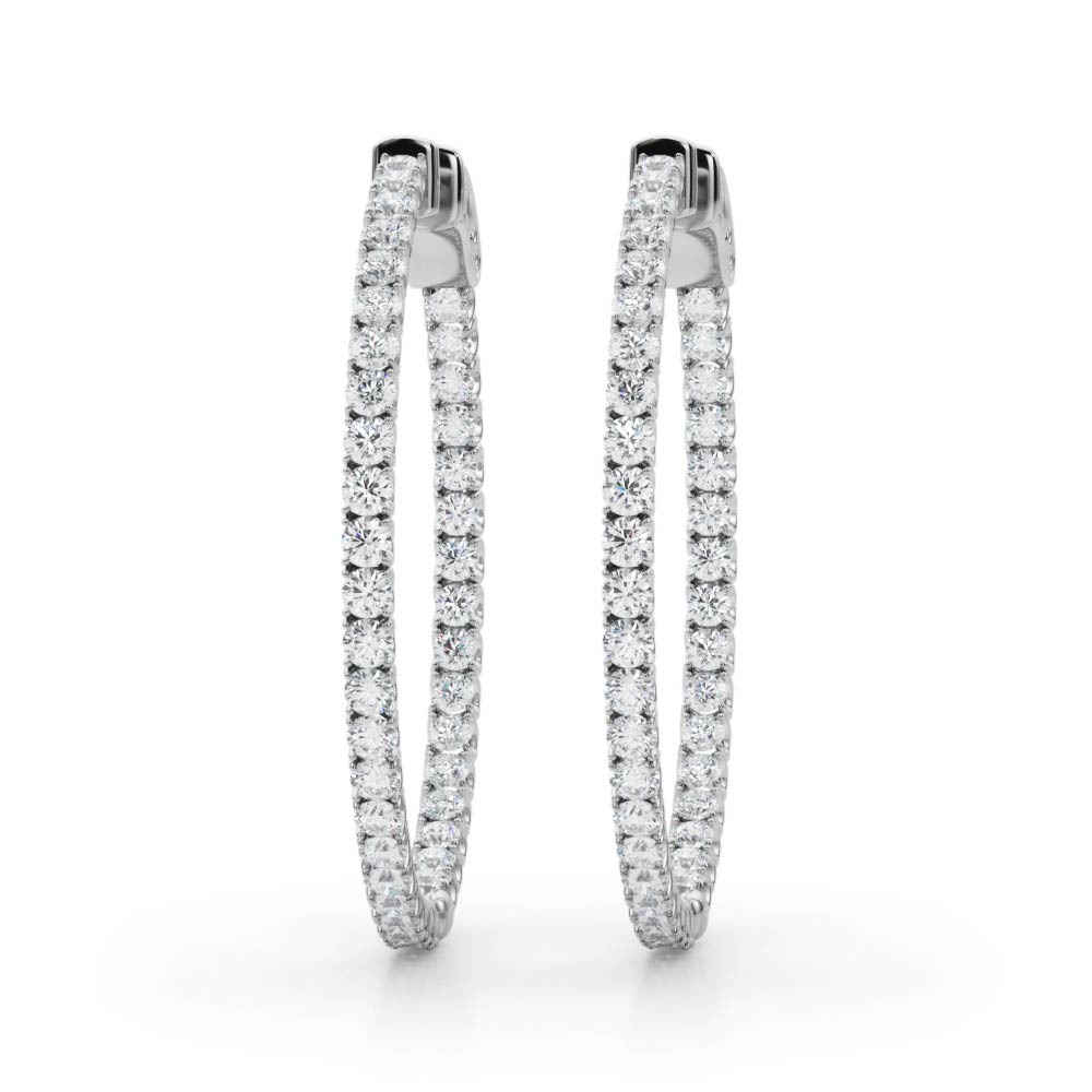 Pendientes Aros Redondos Inside-Outside U-Prong 35 mm 1.00 ct. tot. Diamante de Laboratorio Oro Blanco 750 (18K)