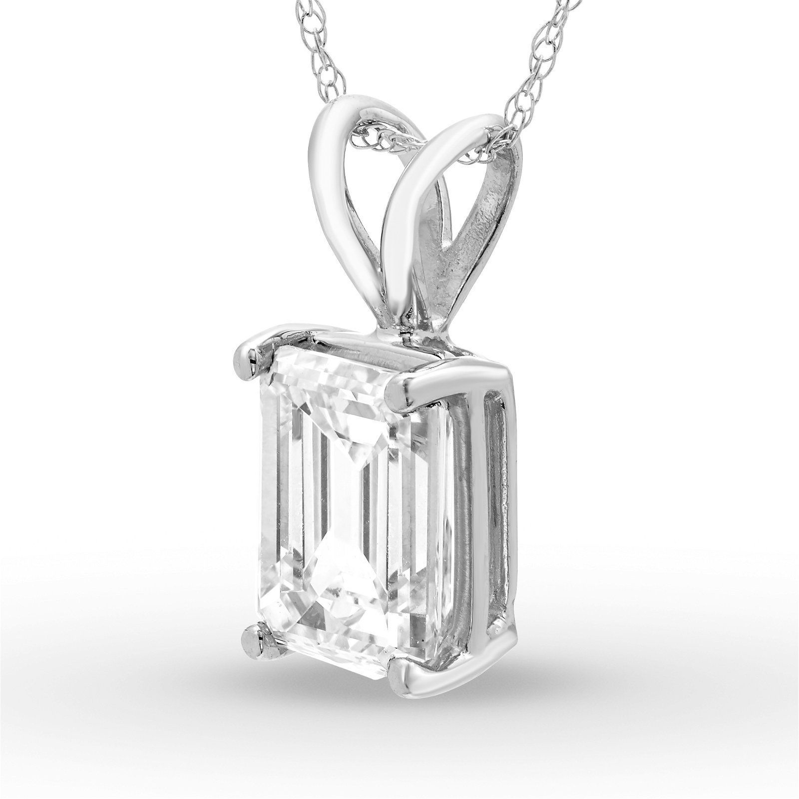 Colgante Solitario Esmeralda 2.00 ct Diamante de Laboratorio Oro Blanco 585 (14K) (White) — Foto 2 de 2