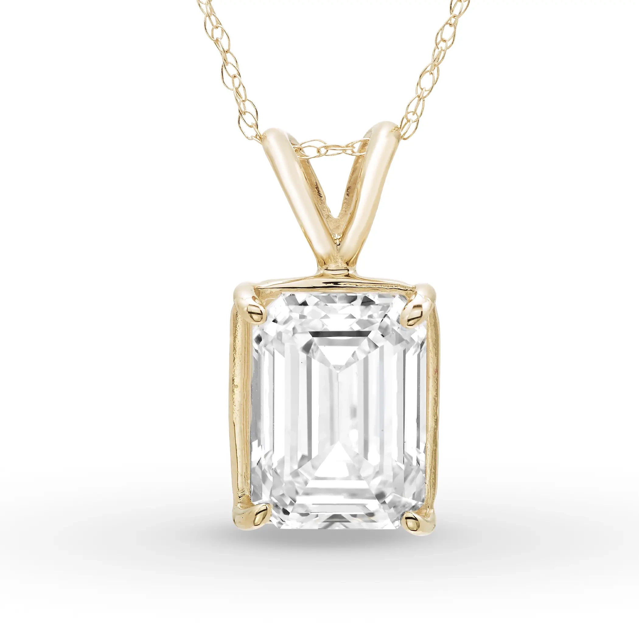 Colgante Solitario Esmeralda 0.75 ct Diamante de Laboratorio Oro Amarillo 585 (14K) (Yellow)