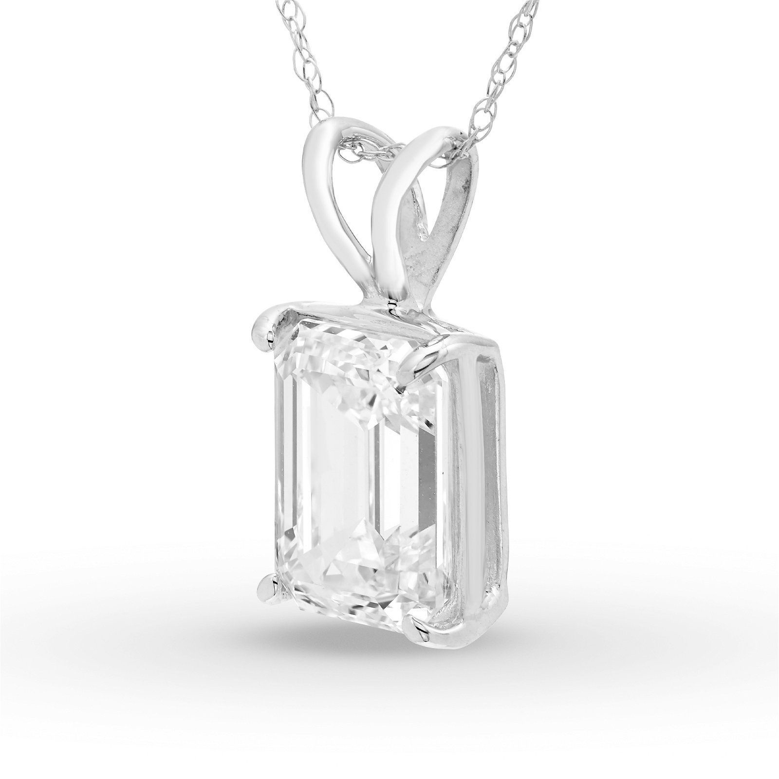 Colgante Solitario Esmeralda 3.00 ct Diamante de Laboratorio Oro Blanco 585 (14K) (White) — Foto 2 de 2