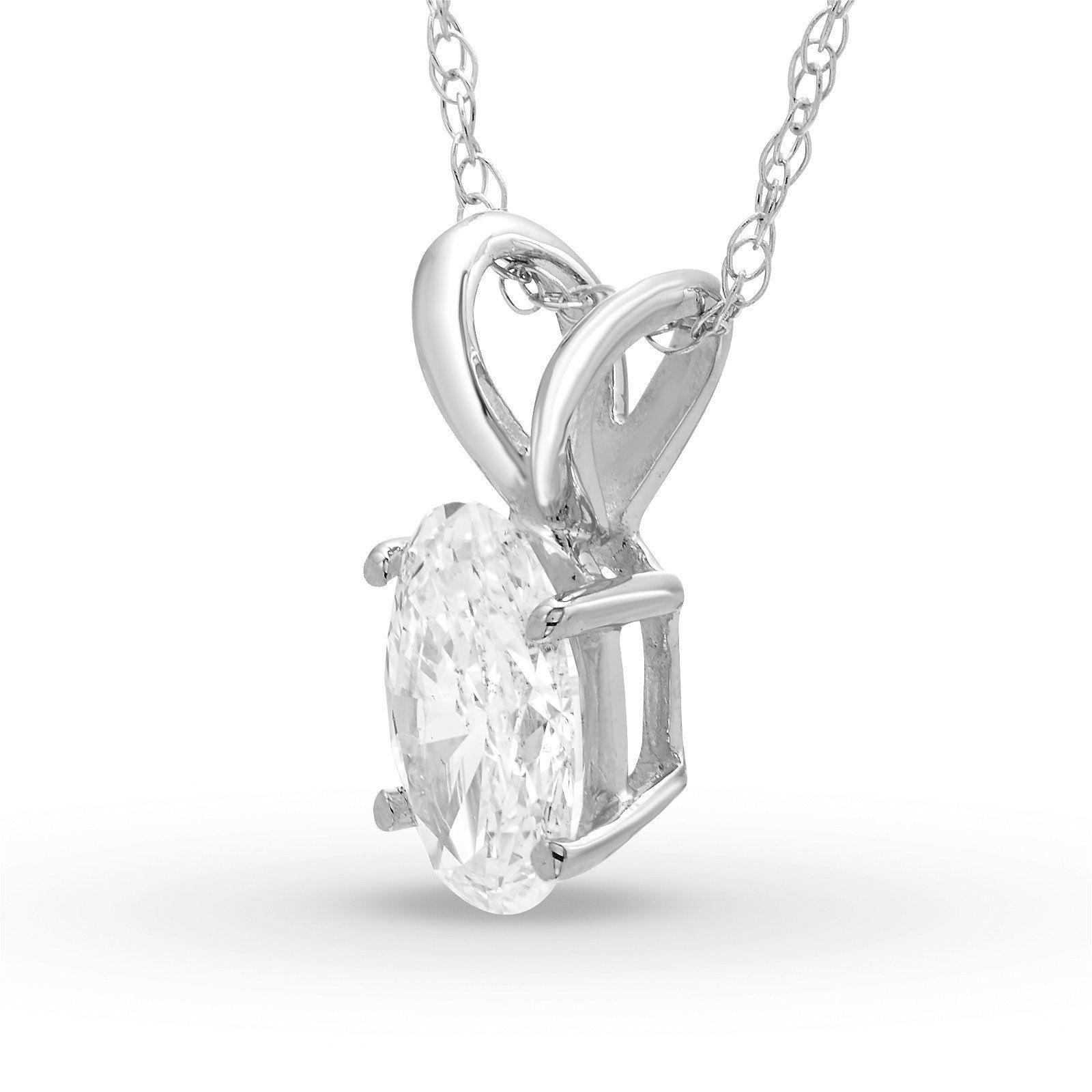 Colgante Solitario Ovalado 0.50 ct Diamante de Laboratorio Oro Blanco 585 (14K) (White) — Foto 2 de 2