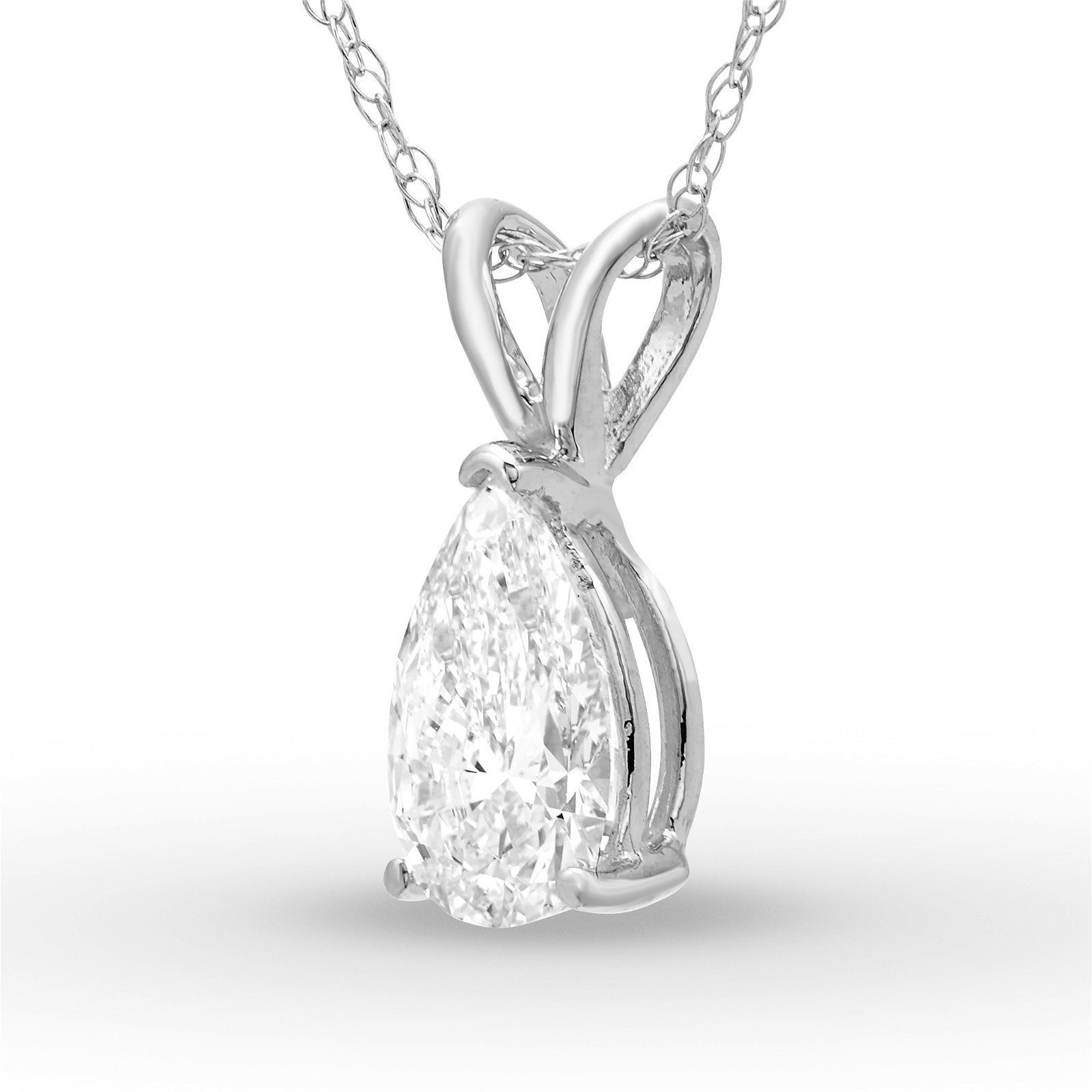 Colgante Solitario Pera 0.75 ct Diamante de Laboratorio Oro Blanco 585 (14K) (White) — Foto 2 de 2