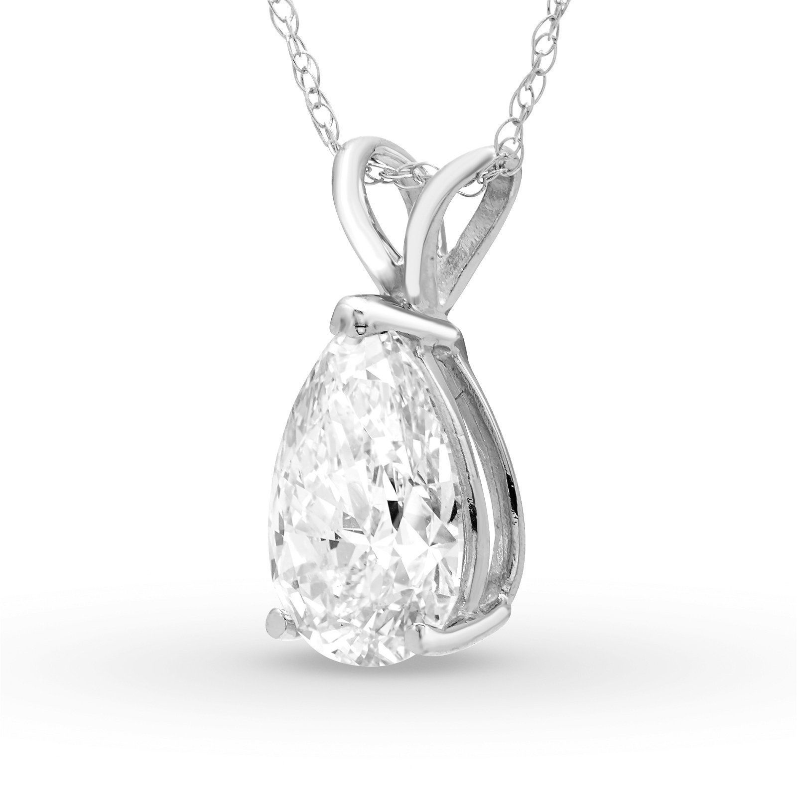 Colgante Solitario Pera 1.50 ct Diamante de Laboratorio Oro Blanco 585 (14K) (White) — Foto 2 de 2