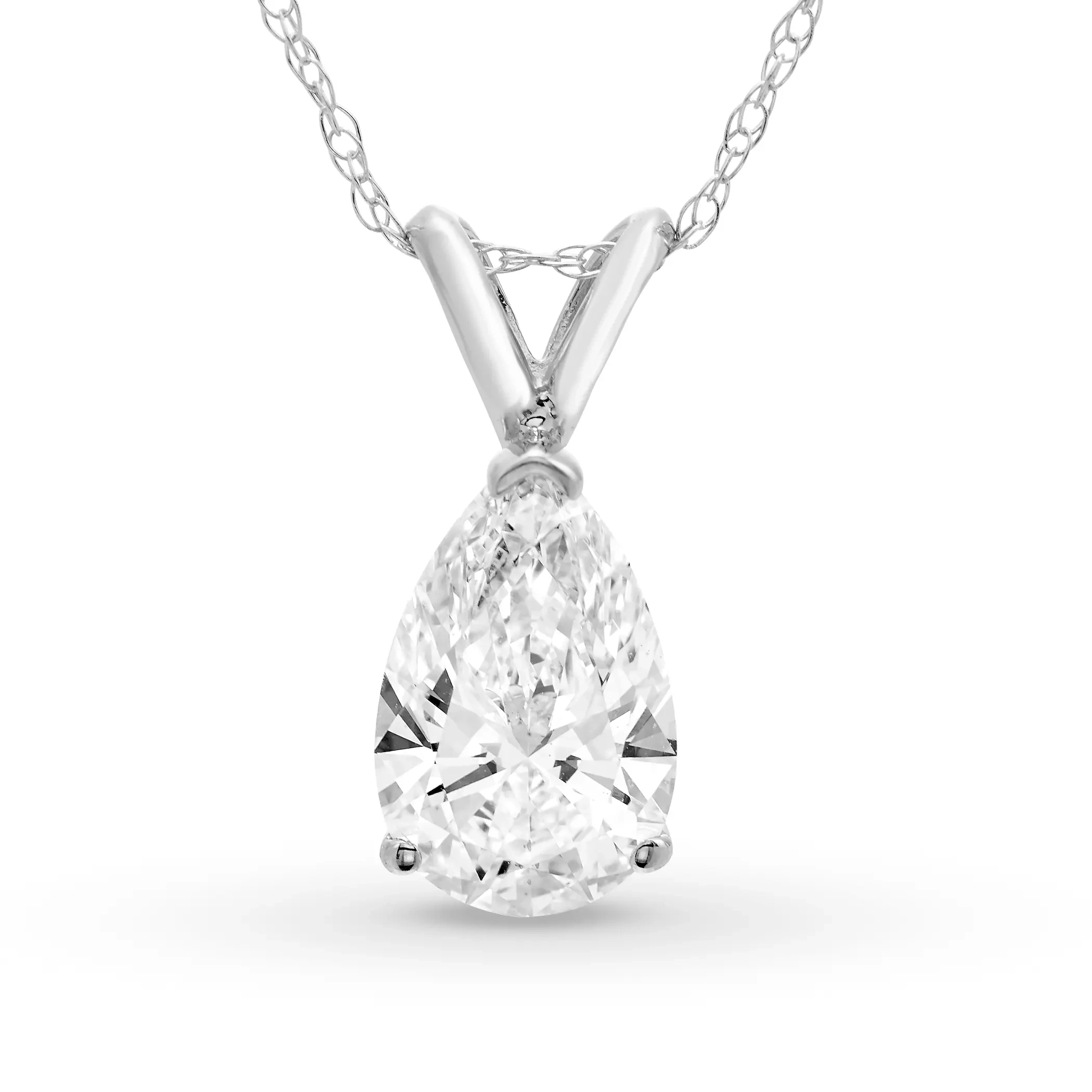 Colgante Solitario Pera 0.50 ct Diamante de Laboratorio Oro Blanco 585 (14K)