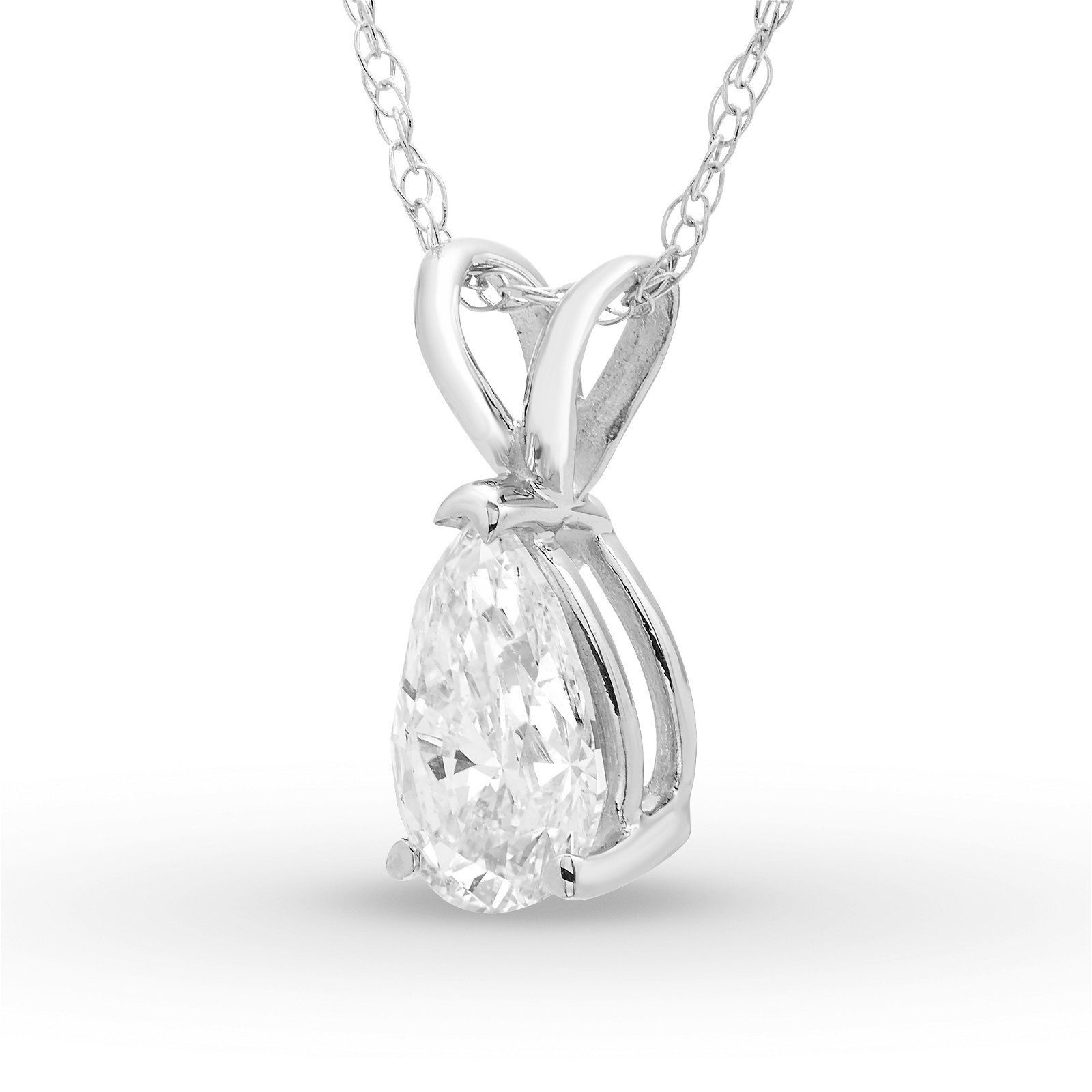 Colgante Solitario Pera 0.50 ct Diamante de Laboratorio Oro Blanco 585 (14K) (White) — Foto 2 de 2