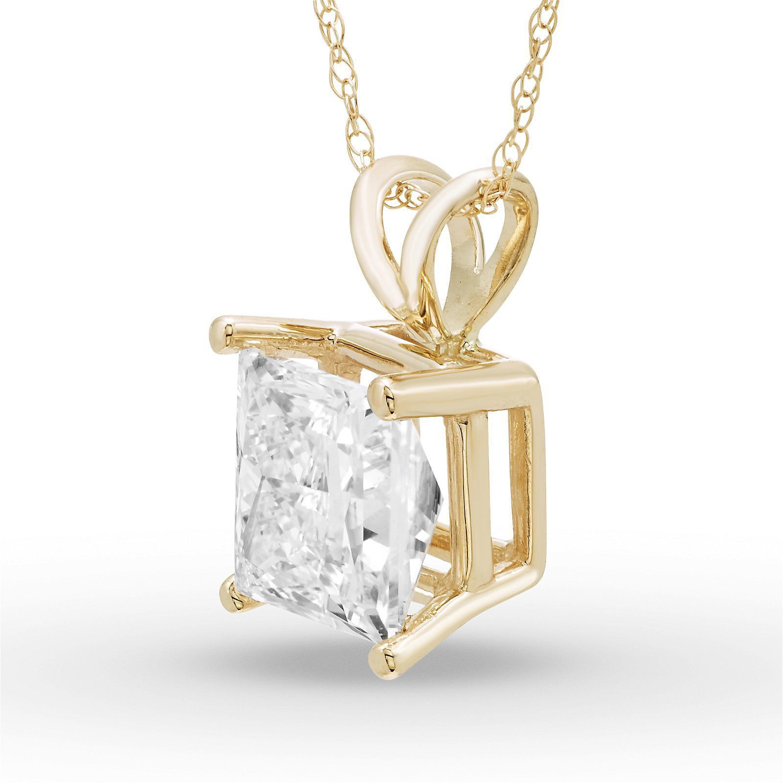Colgante Solitario Princesa 2.00 ct Diamante de Laboratorio Oro Amarillo 585 (14K) (Yellow) — Foto 2 de 2
