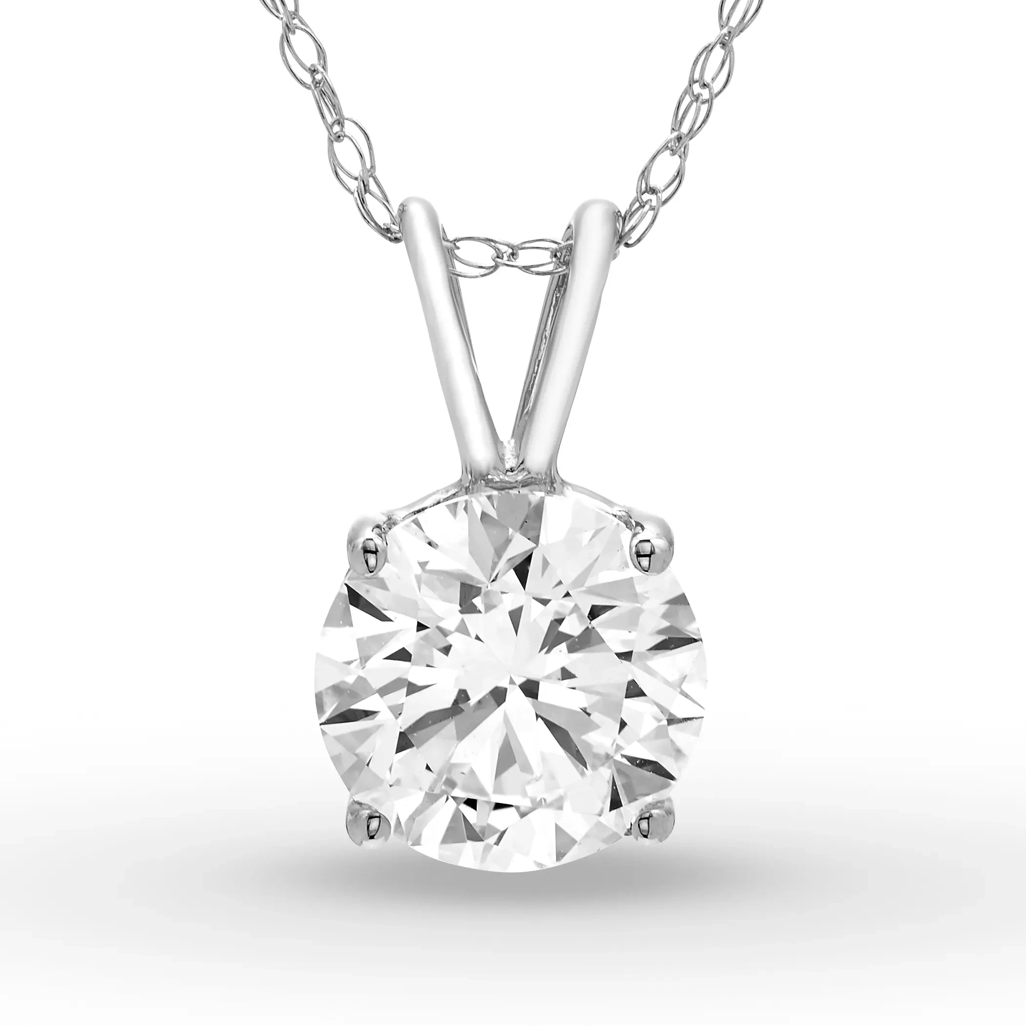 Colgante Solitario Redondo 1.25 ct Diamante de Laboratorio Oro Blanco 585 (14K) (White)