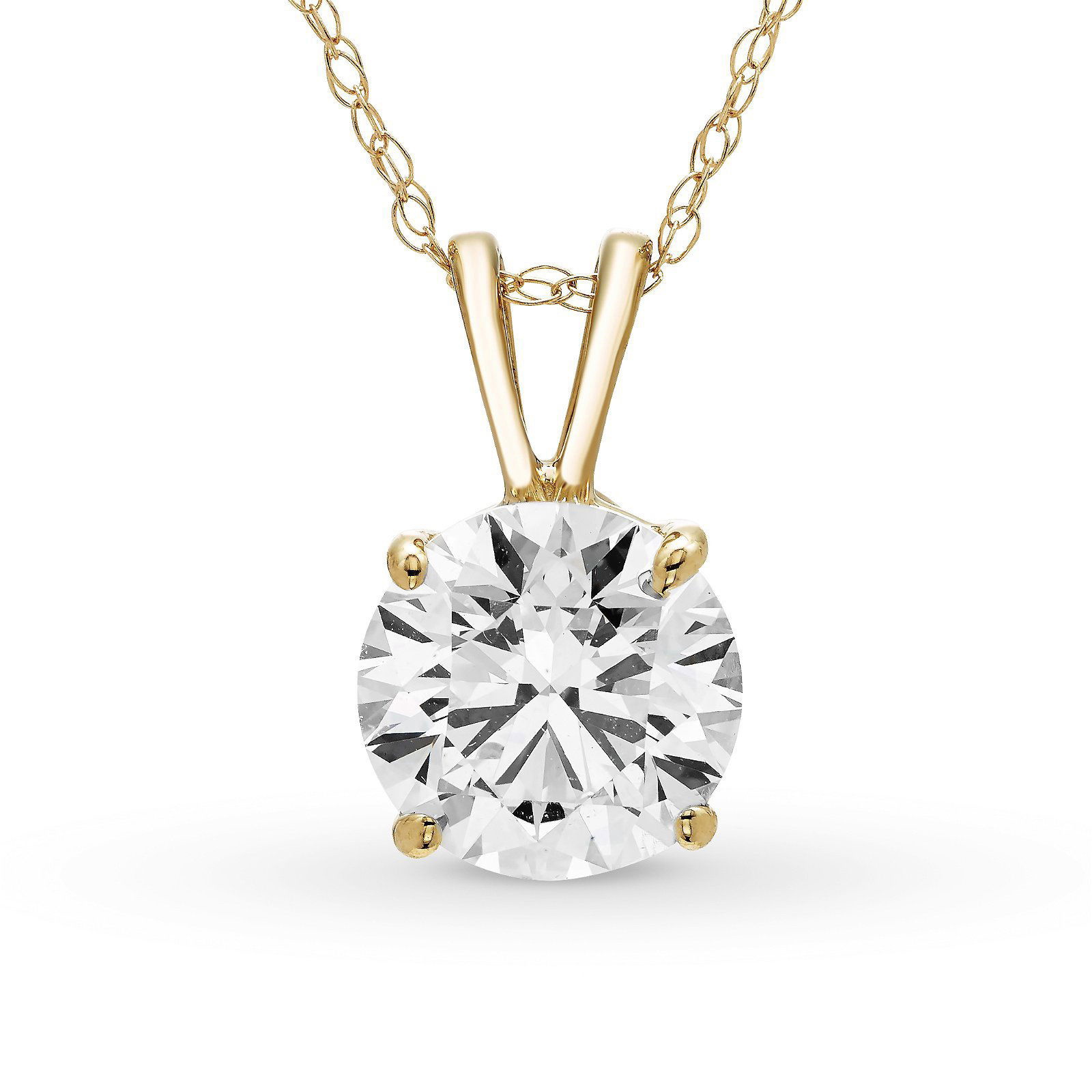 Colgante Solitario Redondo 3.00 ct Diamante de Laboratorio Oro Amarillo 585 (14K) (Yellow)