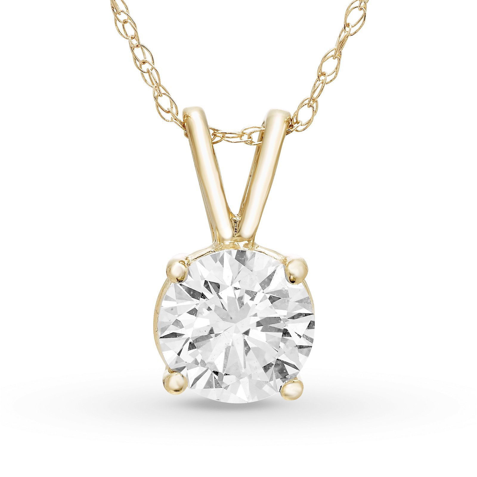 Colgante Solitario Redondo 0.75 ct Diamante de Laboratorio Oro Amarillo 585 (14K) (Yellow)