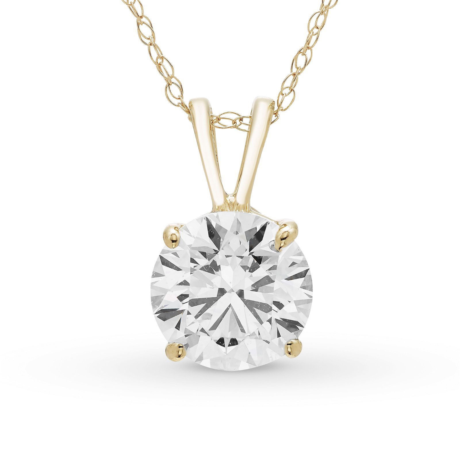 Colgante Solitario Redondo 1.50 ct Diamante de Laboratorio Oro Amarillo 585 (14K) (Yellow)