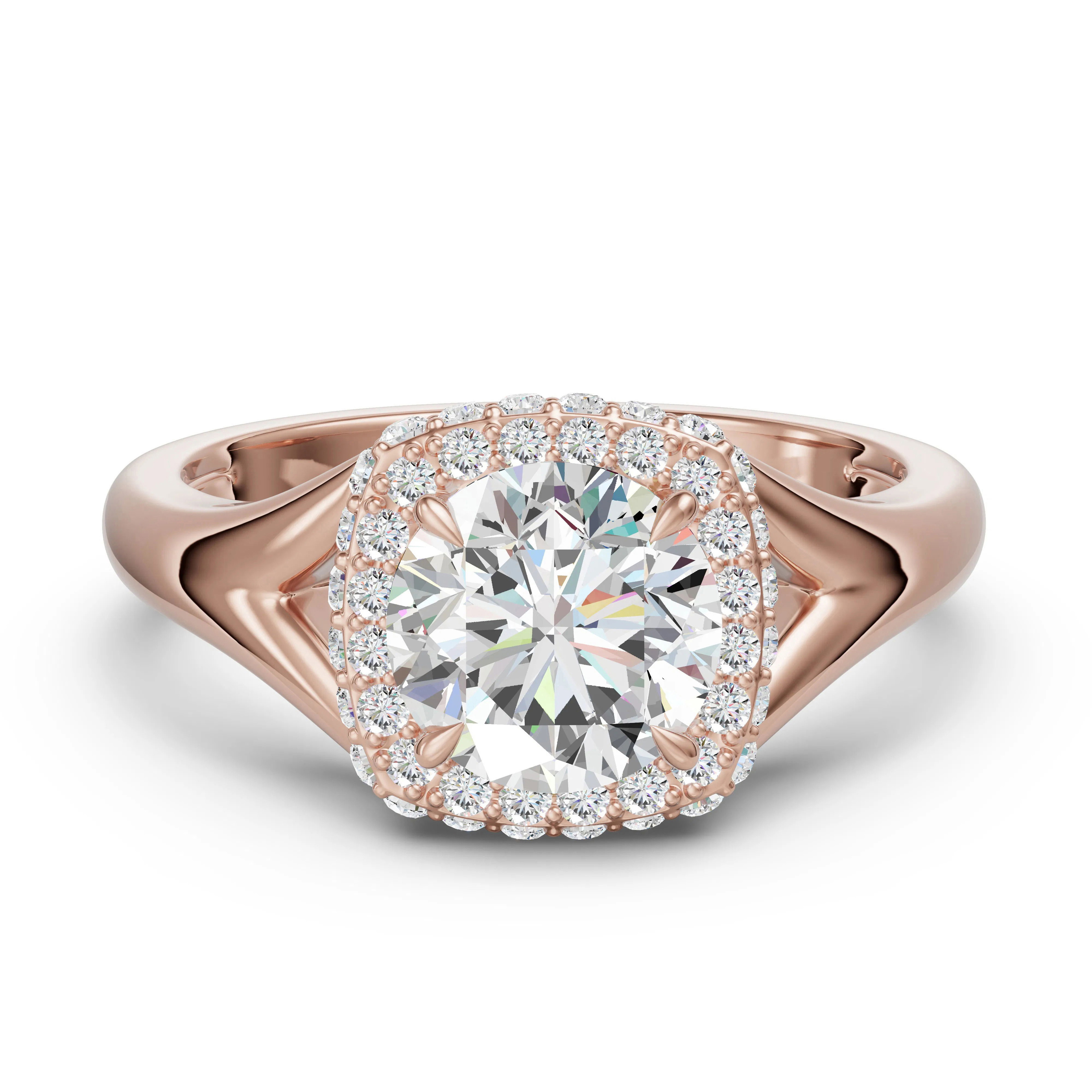 Anillo de Compromiso Halo Clásico 3.00 ct Diamante de Laboratorio Oro Rosa 585 (14K)