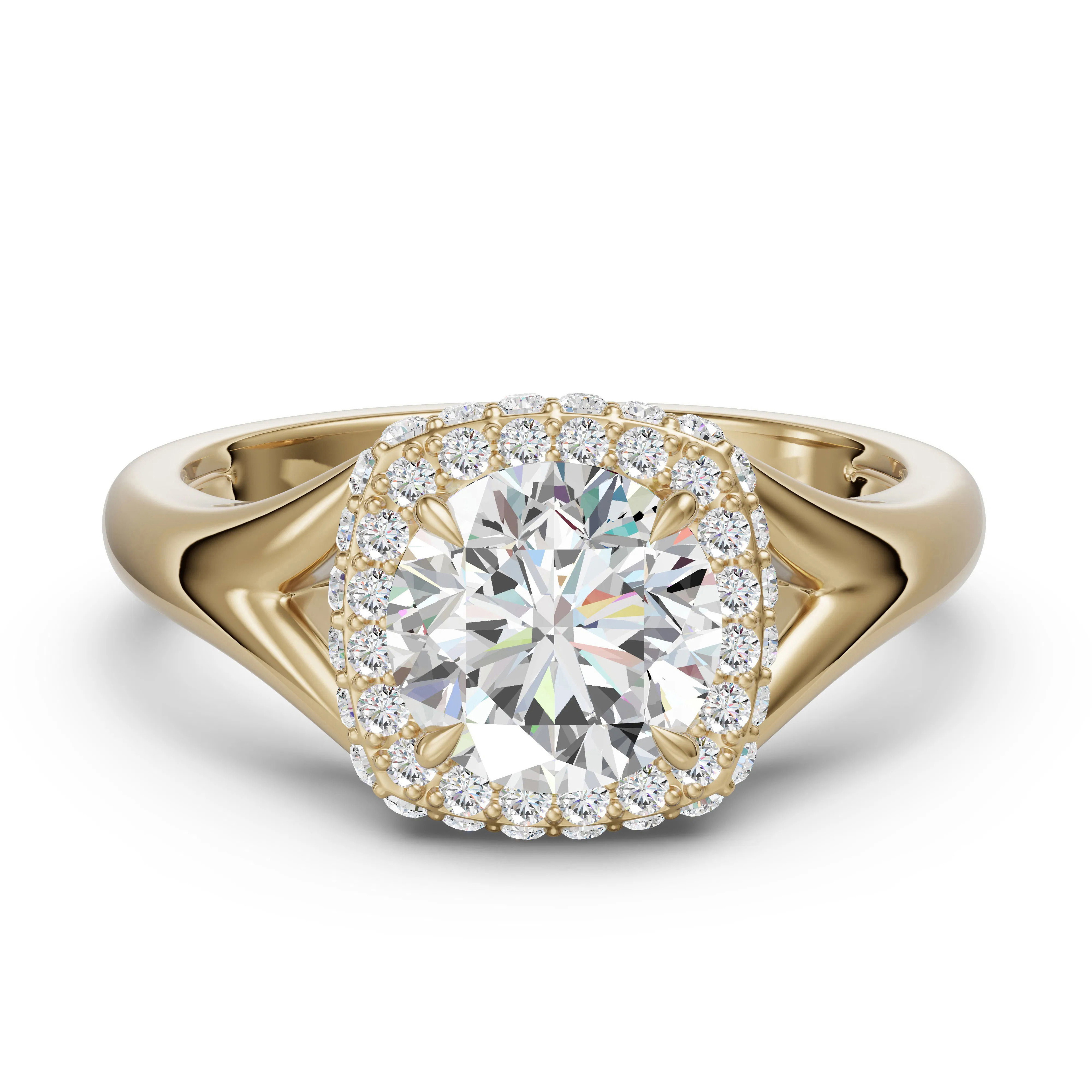 Anillo de Compromiso Halo Clásico 1.25 ct Diamante de Laboratorio Oro Amarillo 585 (14K)