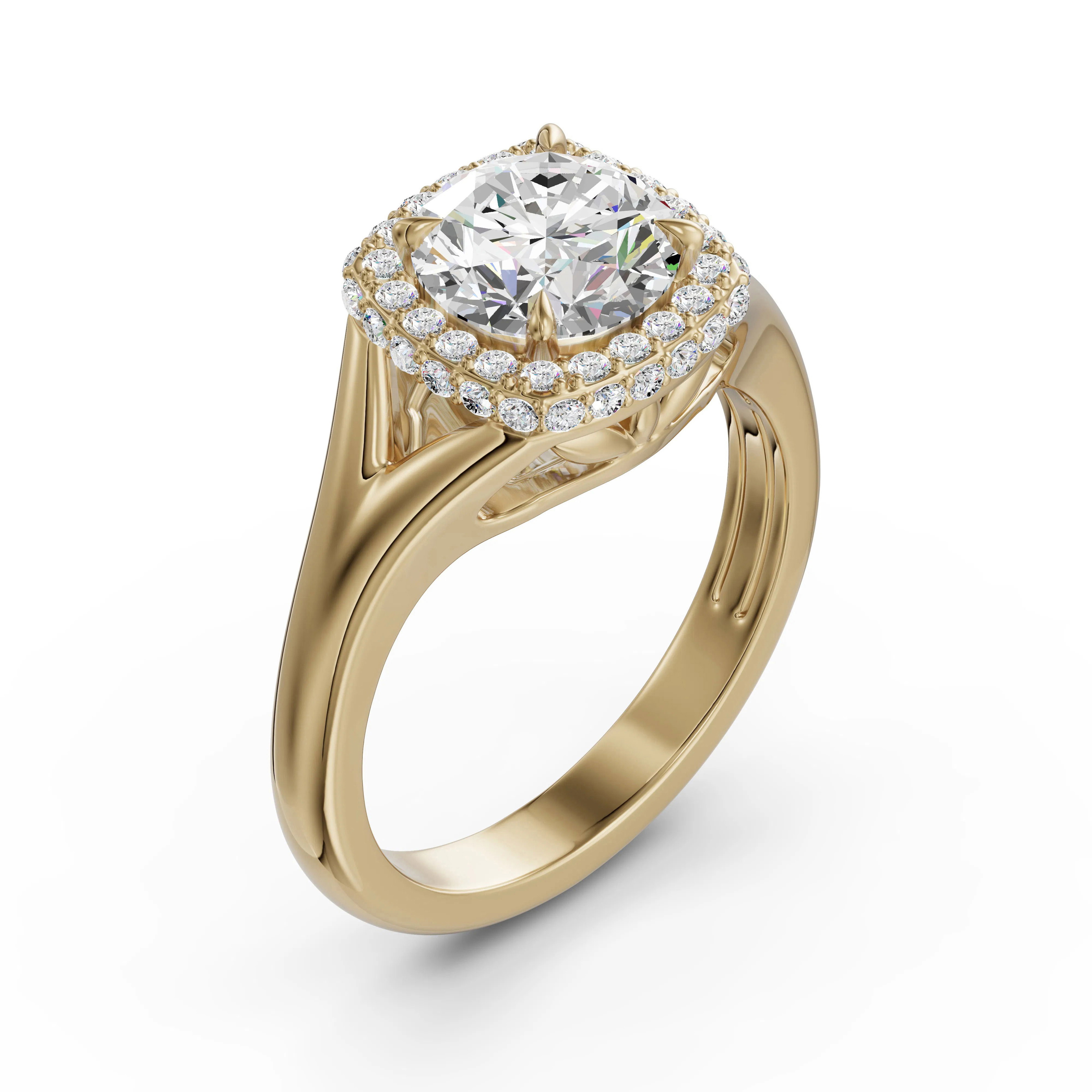 Anillo de Compromiso Halo Clásico 1.25 ct Diamante de Laboratorio Oro Amarillo 750 (18K) (Yellow) — Foto 2 de 2