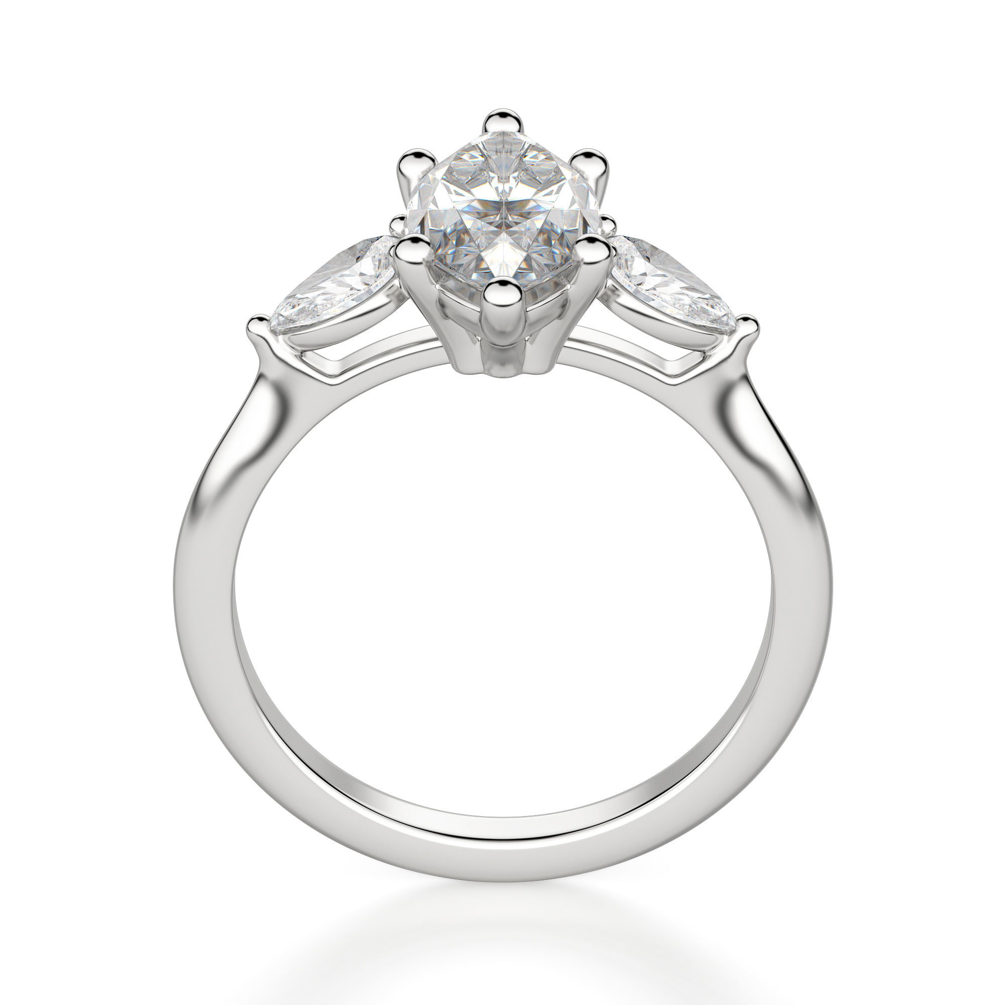Anillo de Compromiso Clásico Marquesa 1.00 ct con Piedras de Pera Diamante de Laboratorio Oro Blanco 750 (18K) (White) — Foto 2 de 2