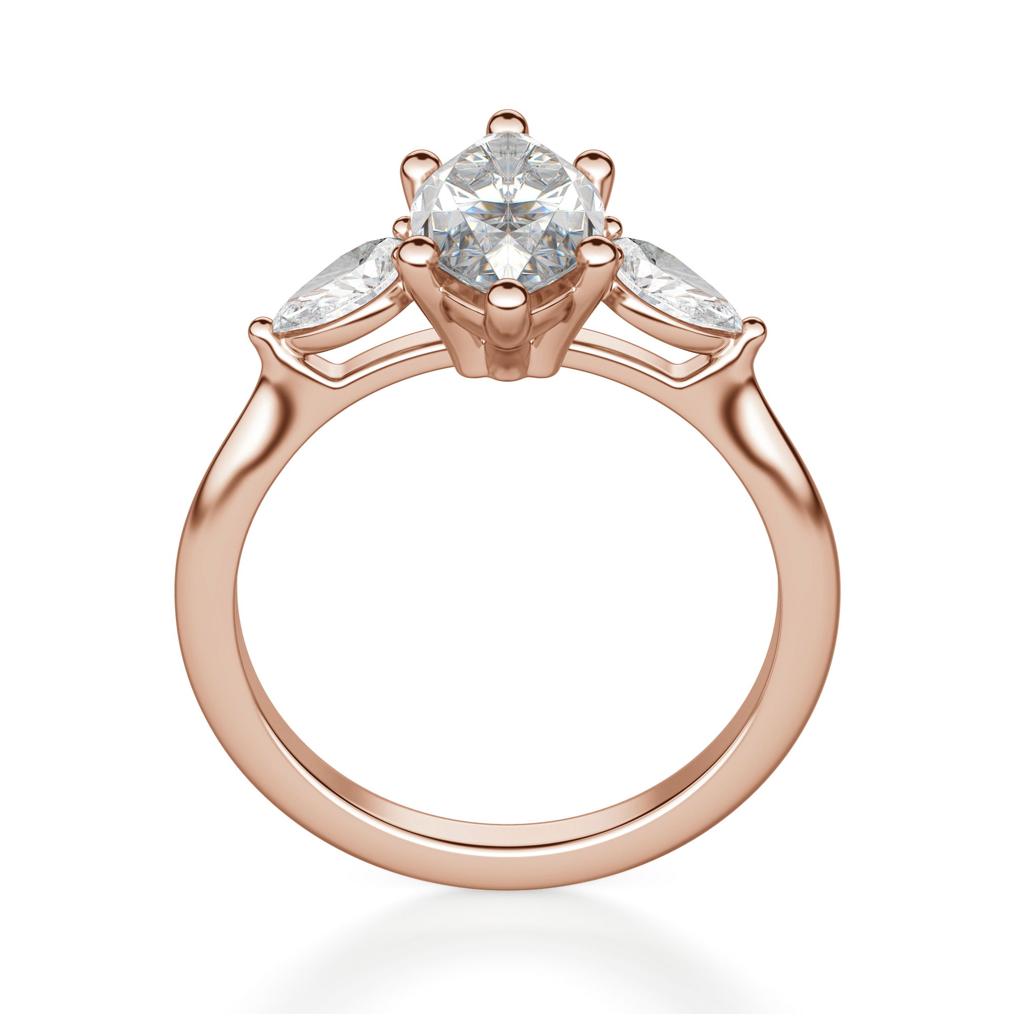 Anillo de Compromiso Clásico Marquesa 0.50 ct con Piedras de Pera Diamante de Laboratorio Oro Rosa 750 (18K) (Rose) — Foto 2 de 2