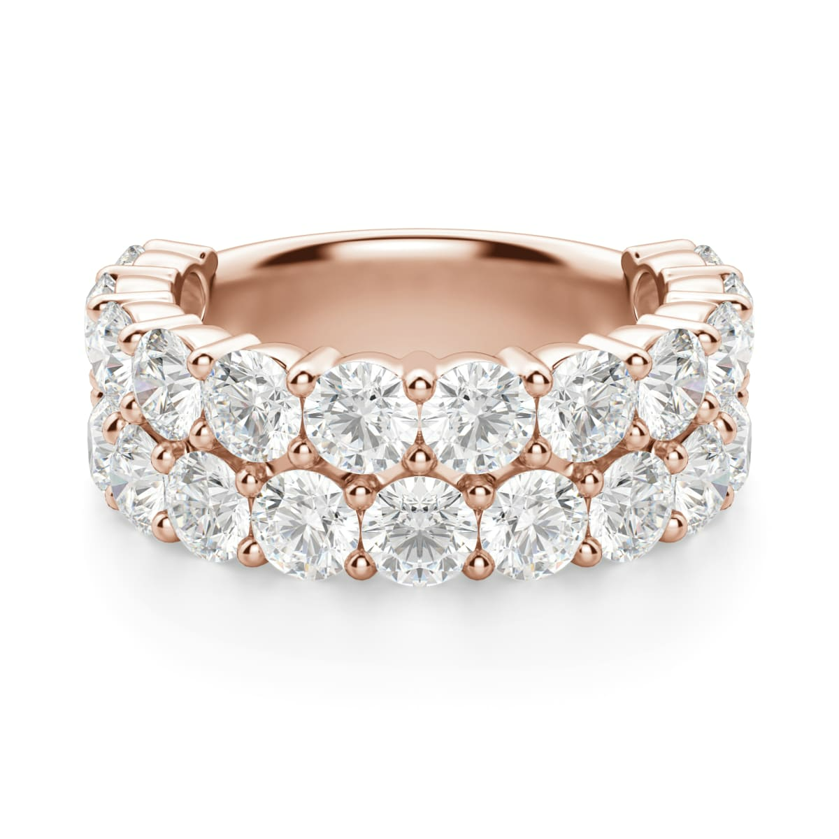 Anillo Media Eternidad Pavé con Piedras Redondas 3.50 mm Diamante de Laboratorio Oro Rosa 585 (14K) (Rose)