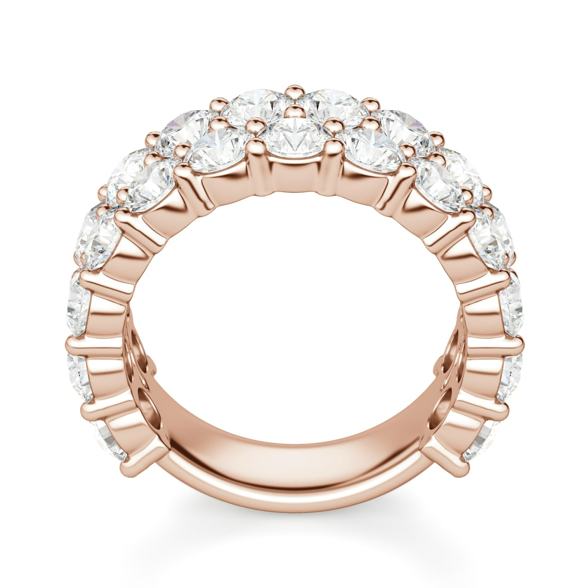 Anillo Media Eternidad Pavé con Piedras Redondas 3.50 mm Diamante de Laboratorio Oro Rosa 585 (14K) (Rose) — Foto 2 de 2