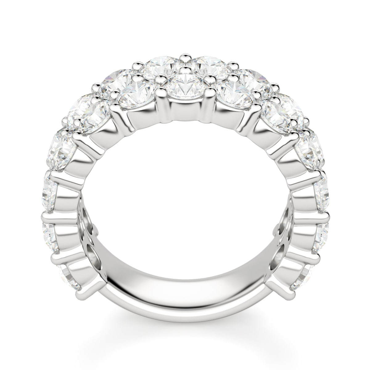 Anillo Media Eternidad Pavé con Piedras Redondas 3.50 mm Diamante de Laboratorio Oro Blanco 585 (14K) (White) — Foto 2 de 2