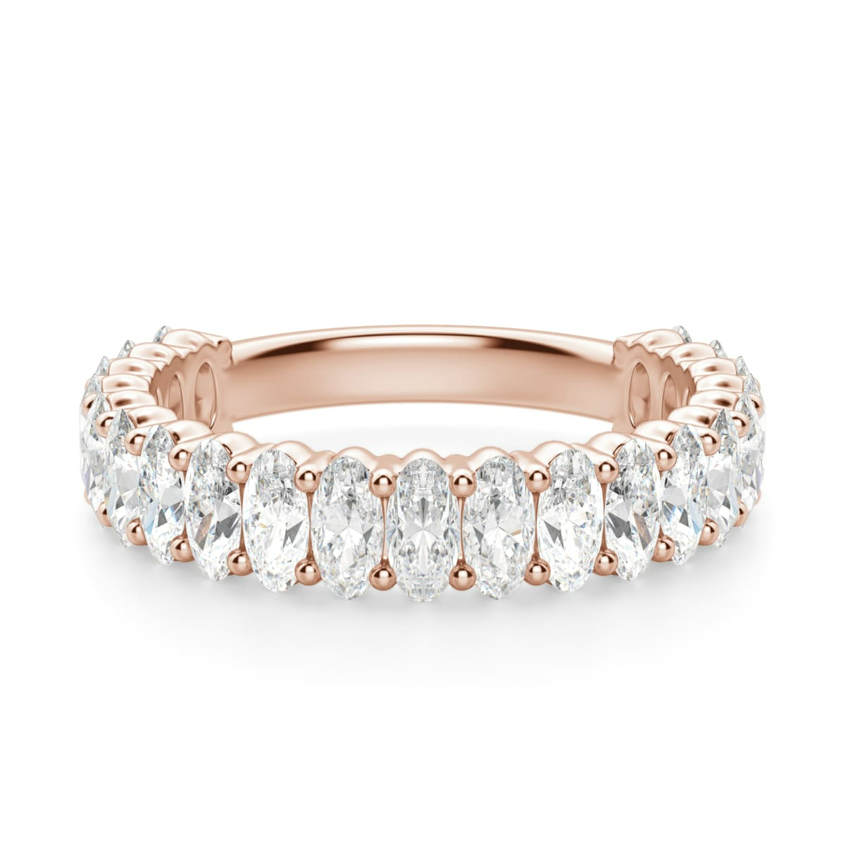 Anillo Media Eternidad con Piedras Ovaladas 4x3 mm Diamante de Laboratorio Oro Rosa 585 (14K) (Rose)