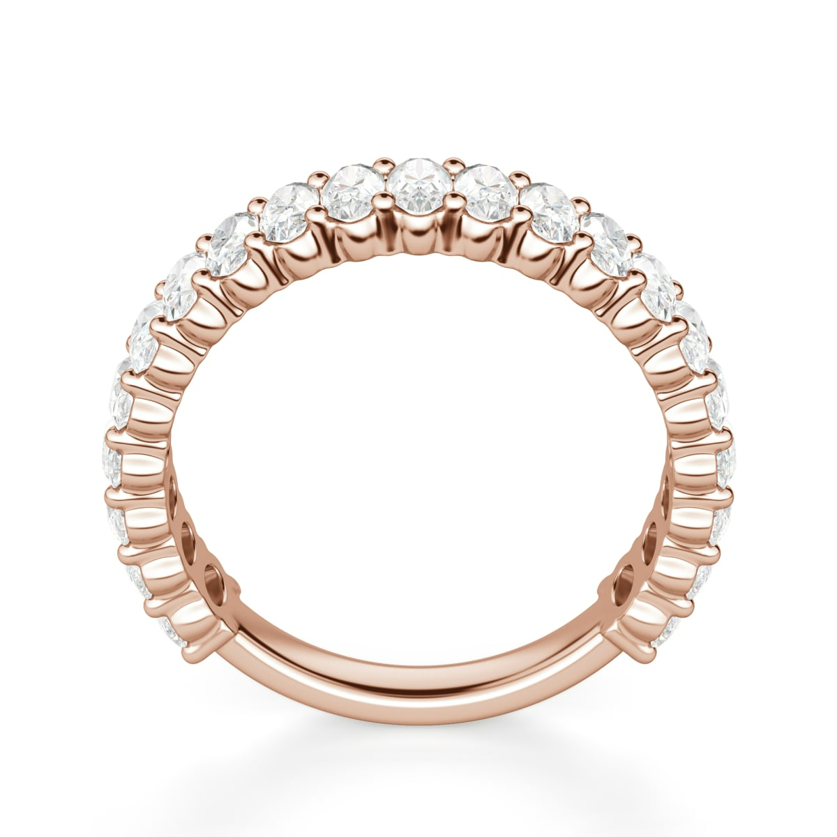 Anillo Media Eternidad con Piedras Ovaladas 4x3 mm Diamante de Laboratorio Oro Rosa 585 (14K) (Rose) — Foto 2 de 2