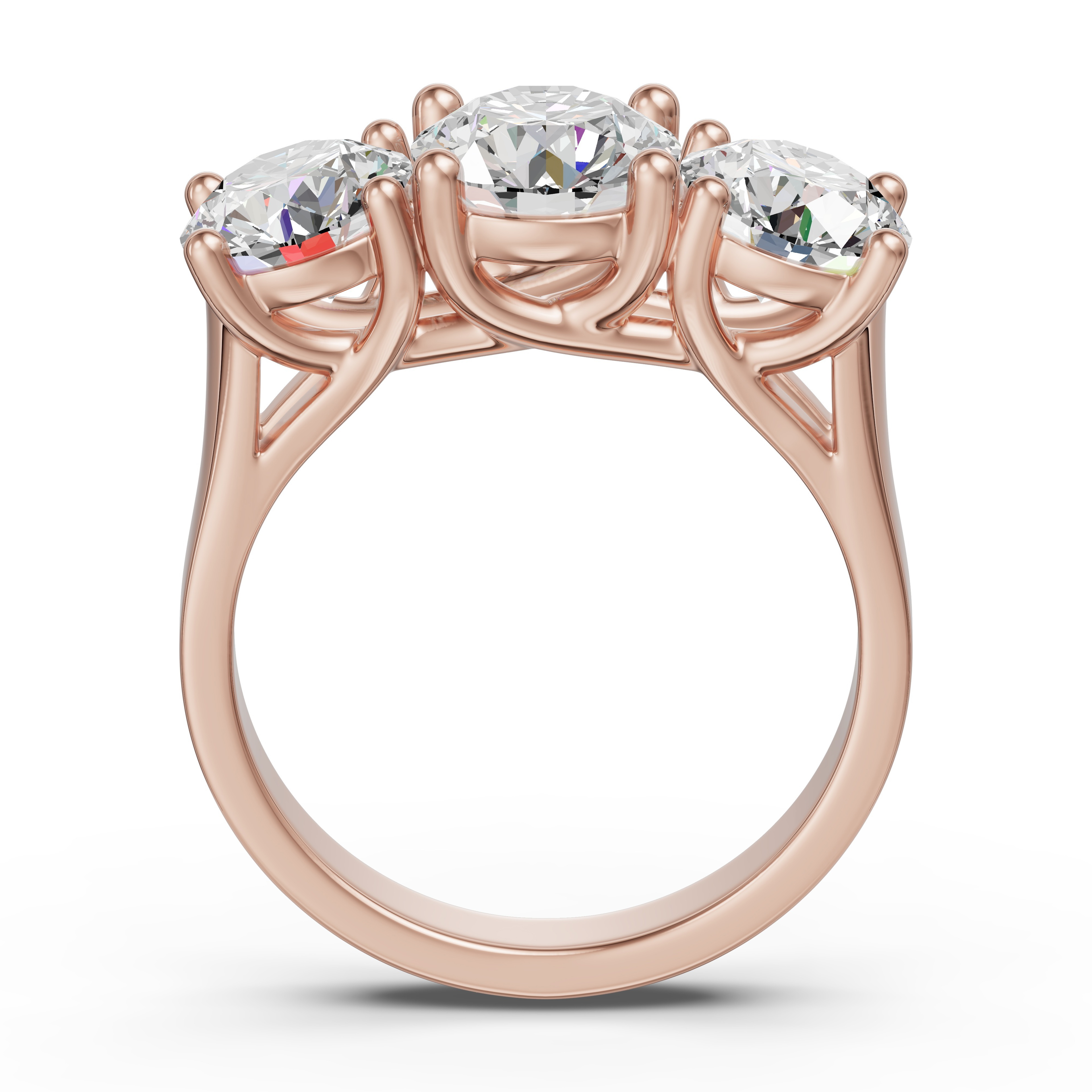 Anillo de Compromiso Open Arms Corte Redondo 3.00 ct Diamante de Laboratorio Oro Rosa 750 (18K) (Rose) — Foto 2 de 2