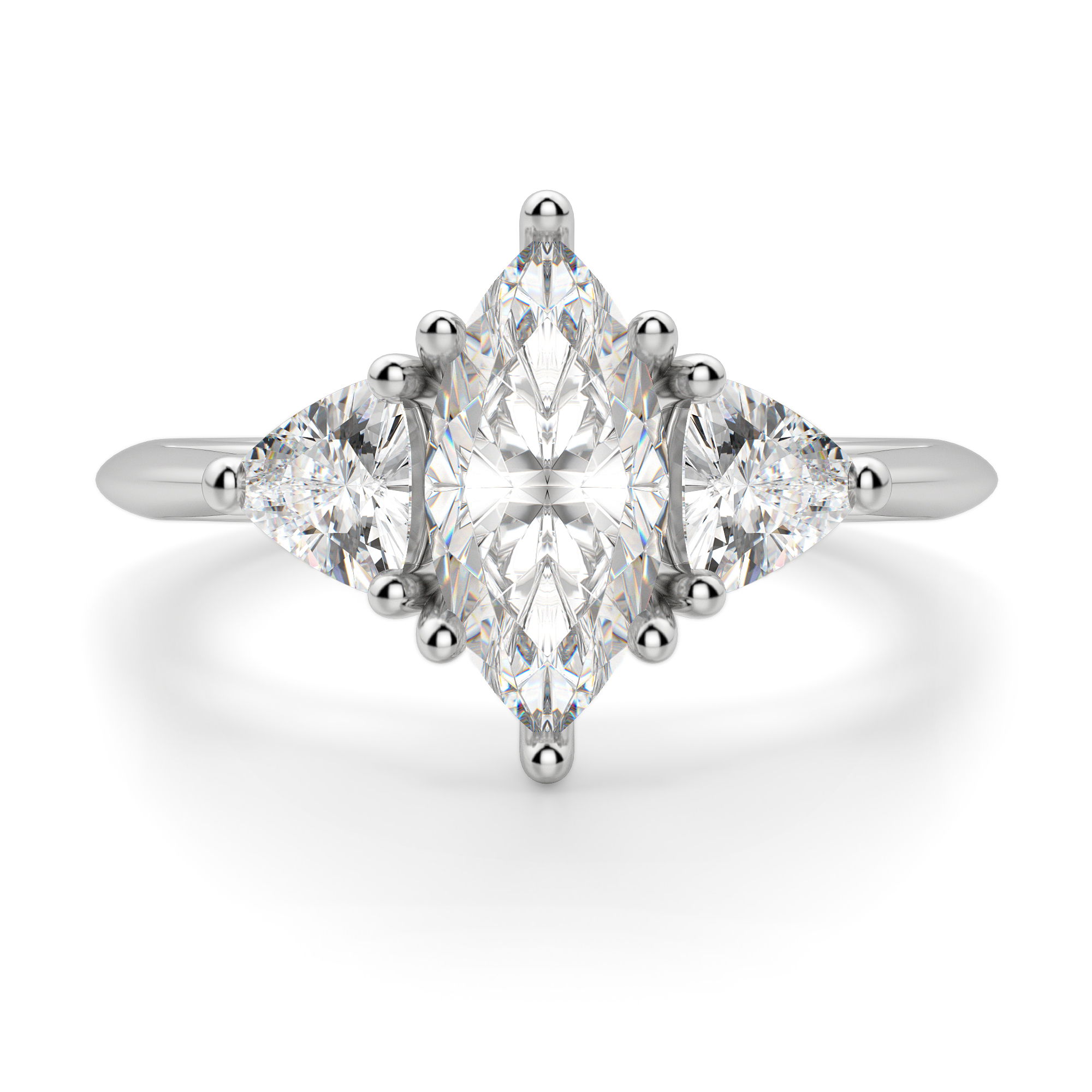 Anillo de Compromiso Marquesa 1.00 ct Timeless Diamante de Laboratorio Oro Blanco 750 (18K) (White)