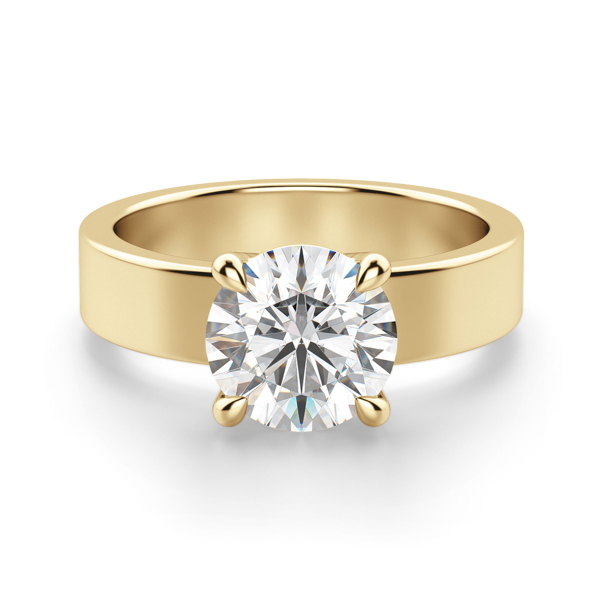Omara.es Anillo de Compromiso Audaz Basket Set Corte Redondo 2.00 ct Diamante Natural Oro Amarillo 585