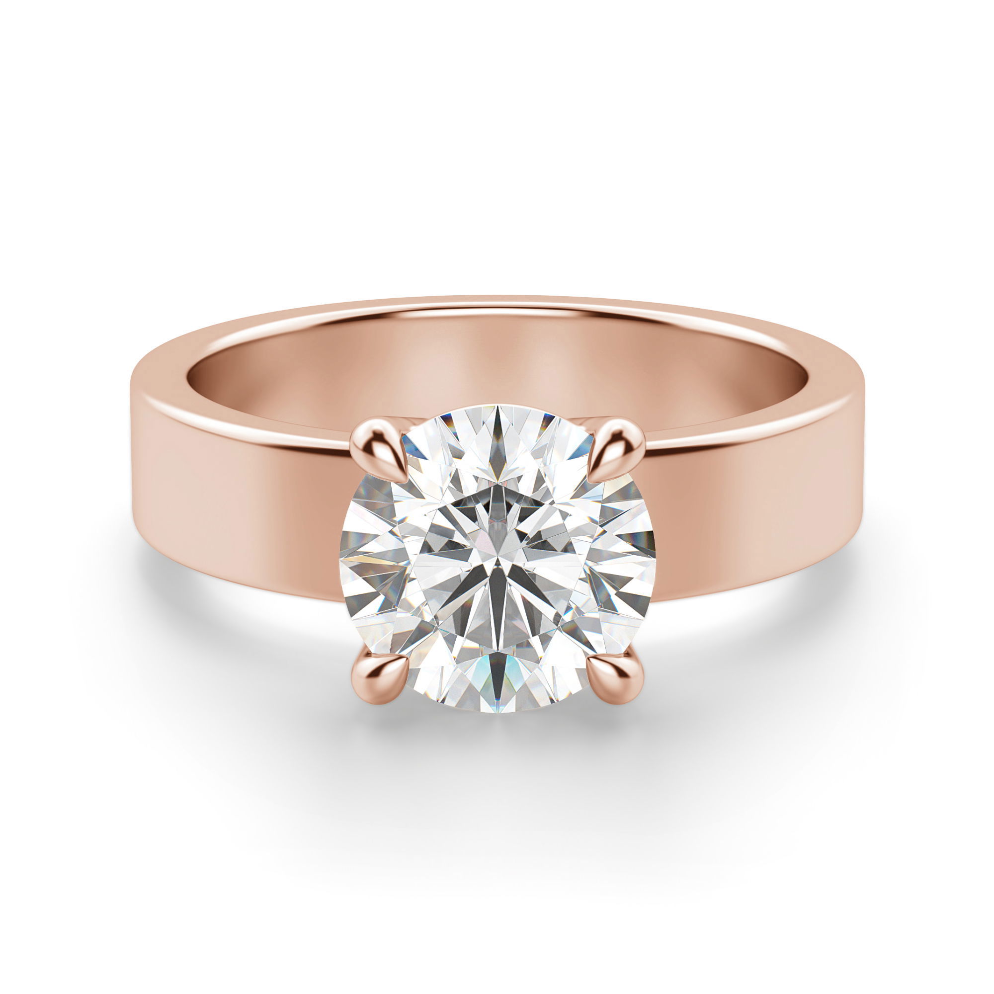 Omara.es Anillo de Compromiso Audaz Basket Set Corte Redondo 0.75 ct Diamante Natural Oro Rosa 585