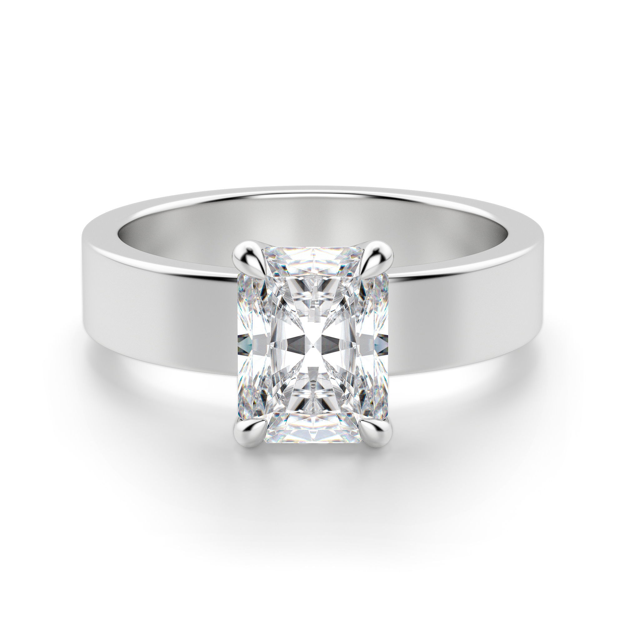Omara.es Anillo de Compromiso Audaz Basket Set Corte Radiante 1.50 ct Diamante Natural Oro Blanco 585